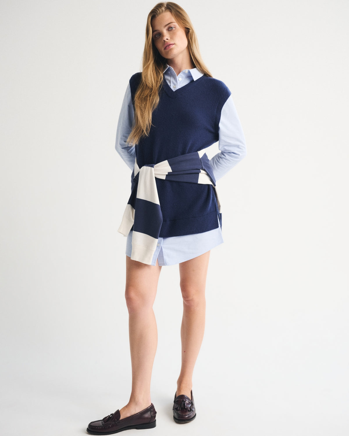 Abercrombie Merino Wool-Blend Layered Collared Sweater Mini Dress