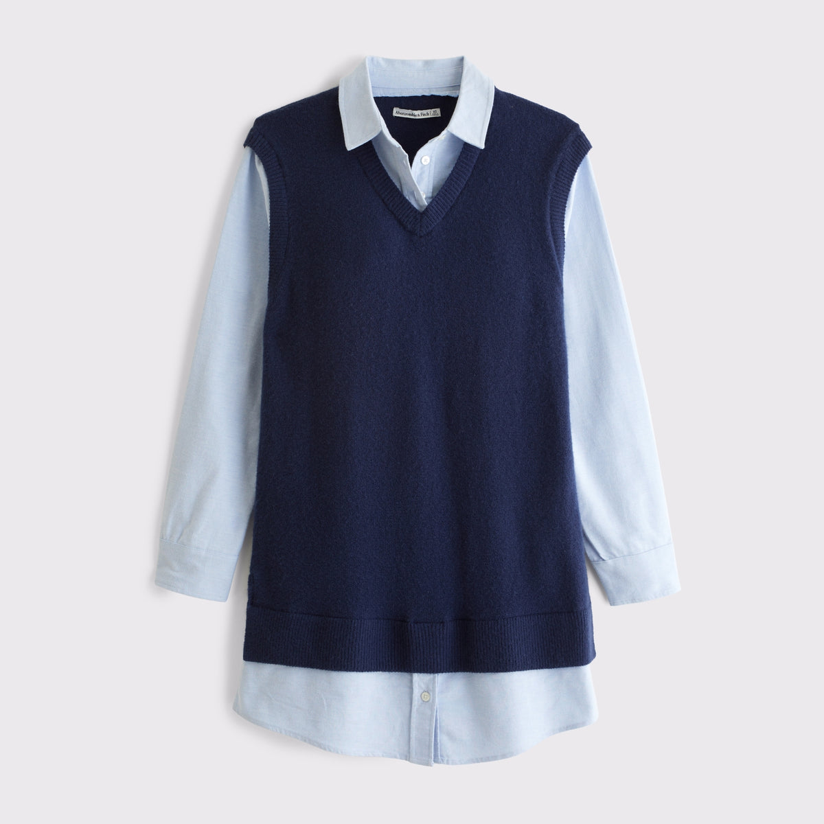 Abercrombie Merino Wool-Blend Layered Collared Sweater Mini Dress