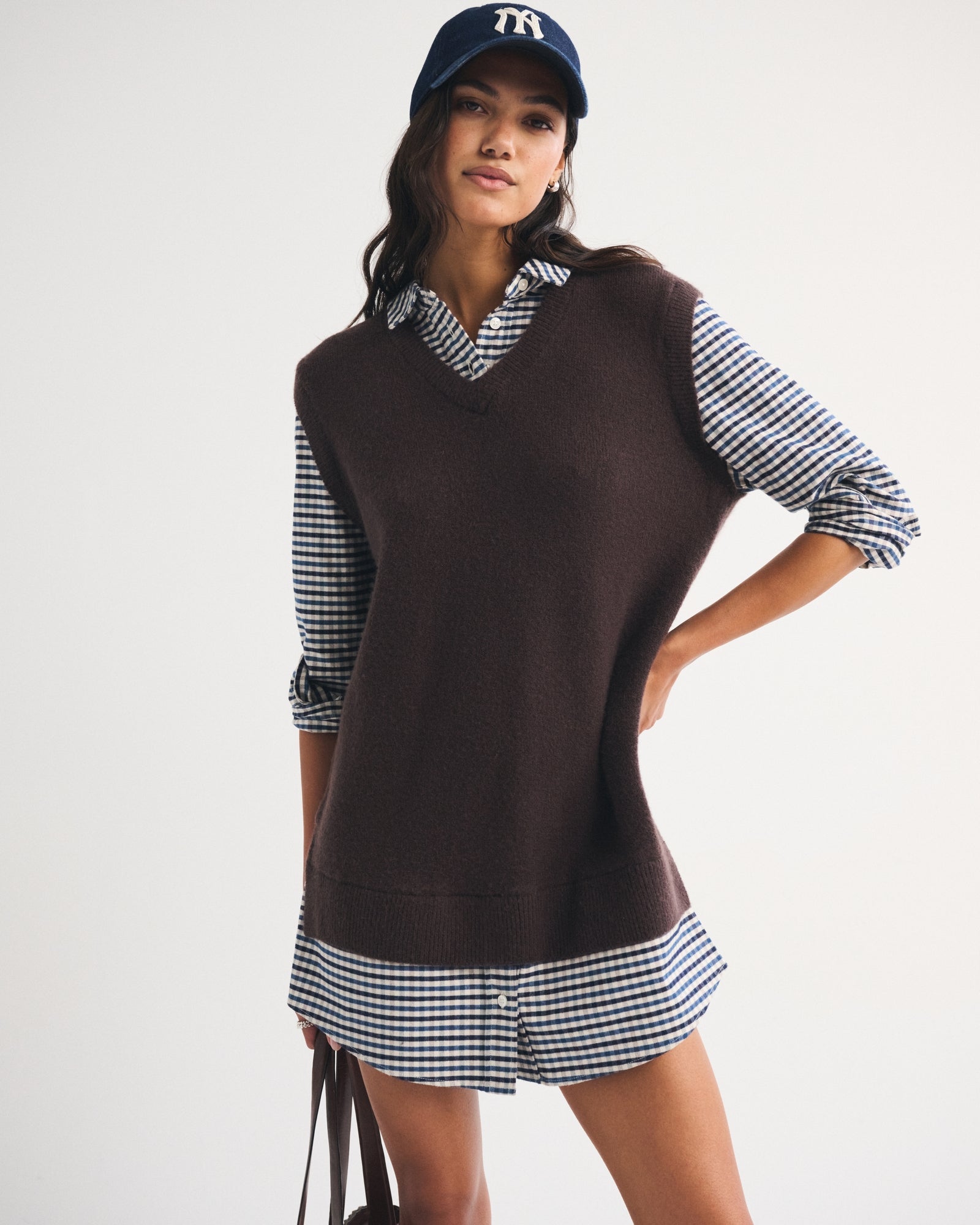 Abercrombie Merino Wool-Blend Layered Collared Sweater Mini Dress