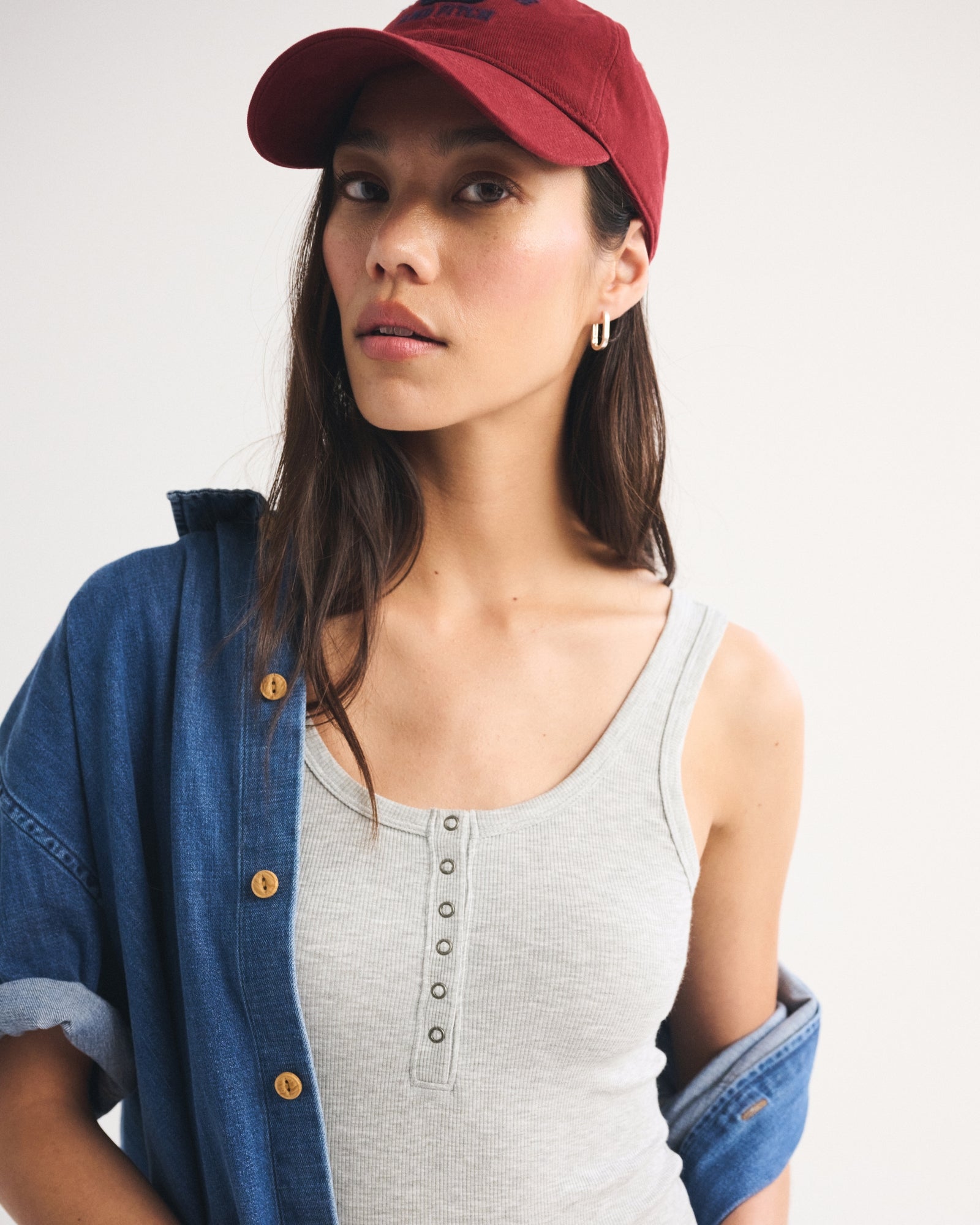 Abercrombie Scoopneck Button-Up Knit Midi Dress