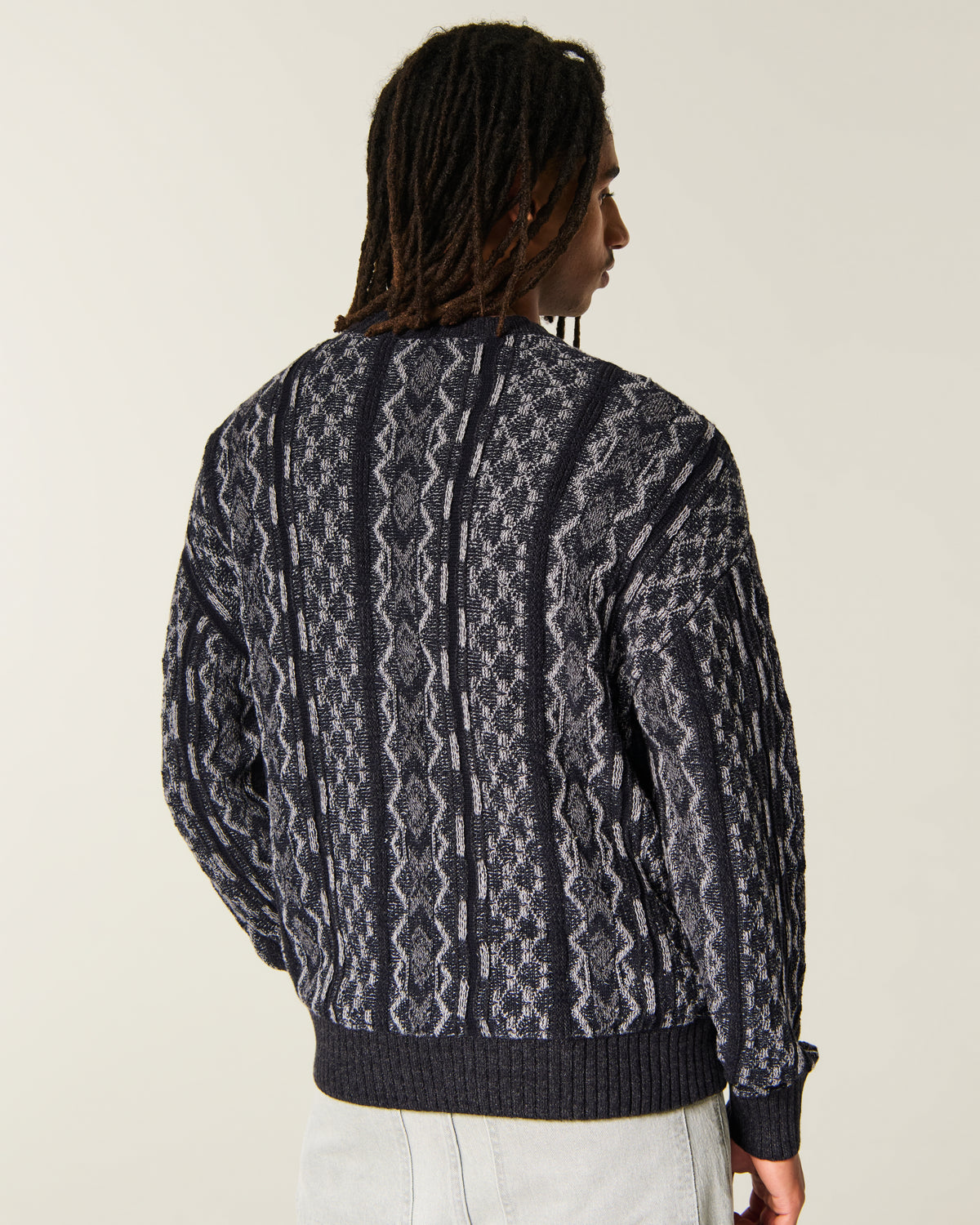 Hollister Boxy Washed Cable-Knit Crew Sweater
