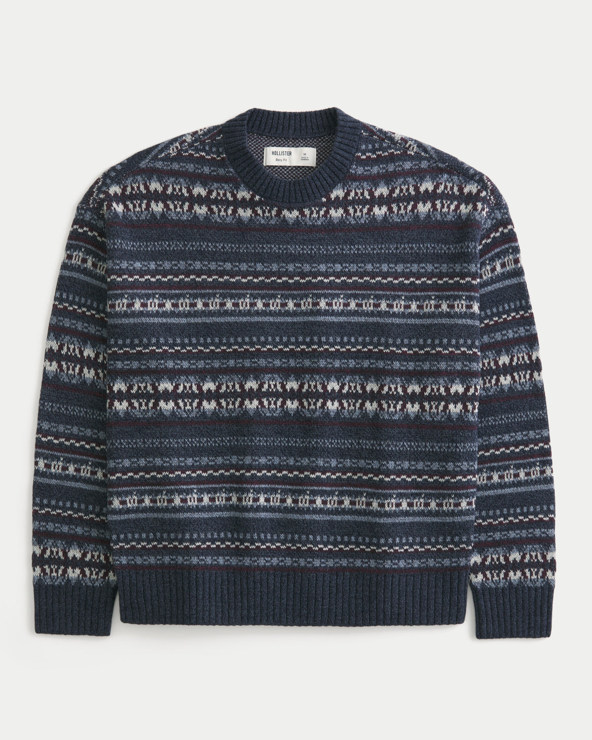 Hollister Boxy Washed Cable-Knit Crew Sweater