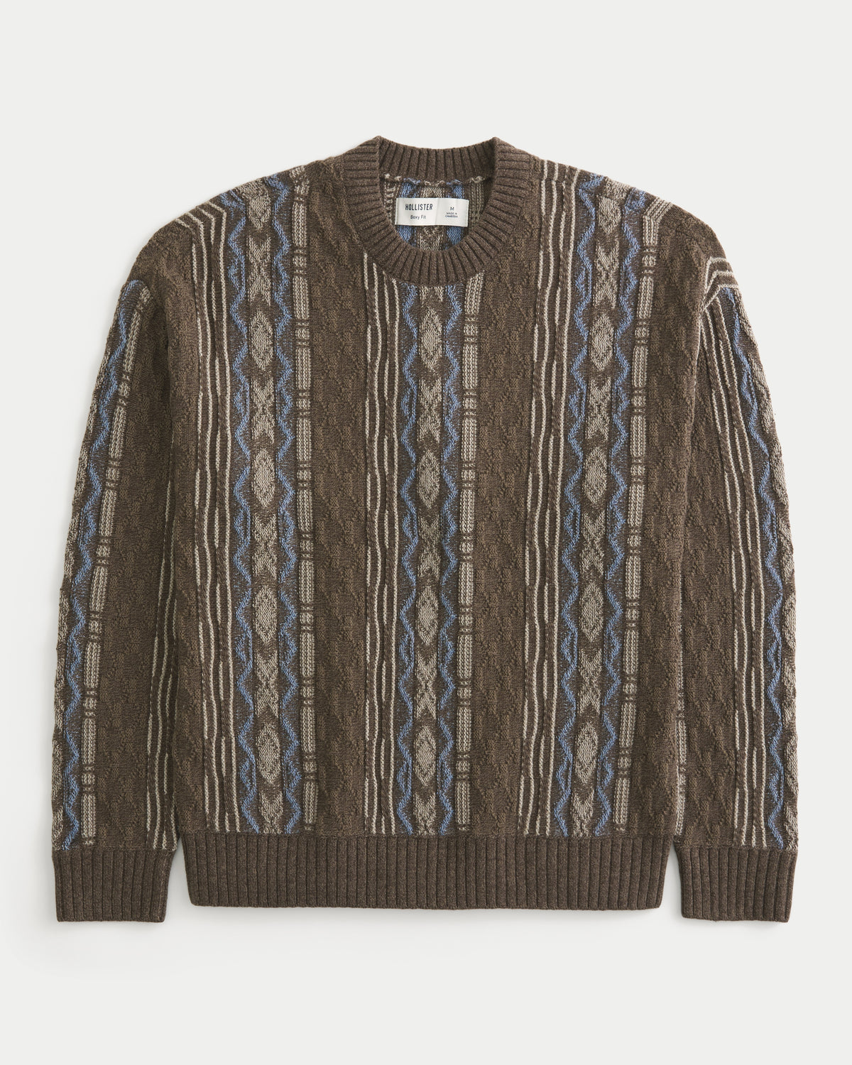 Hollister Boxy Washed Cable-Knit Crew Sweater