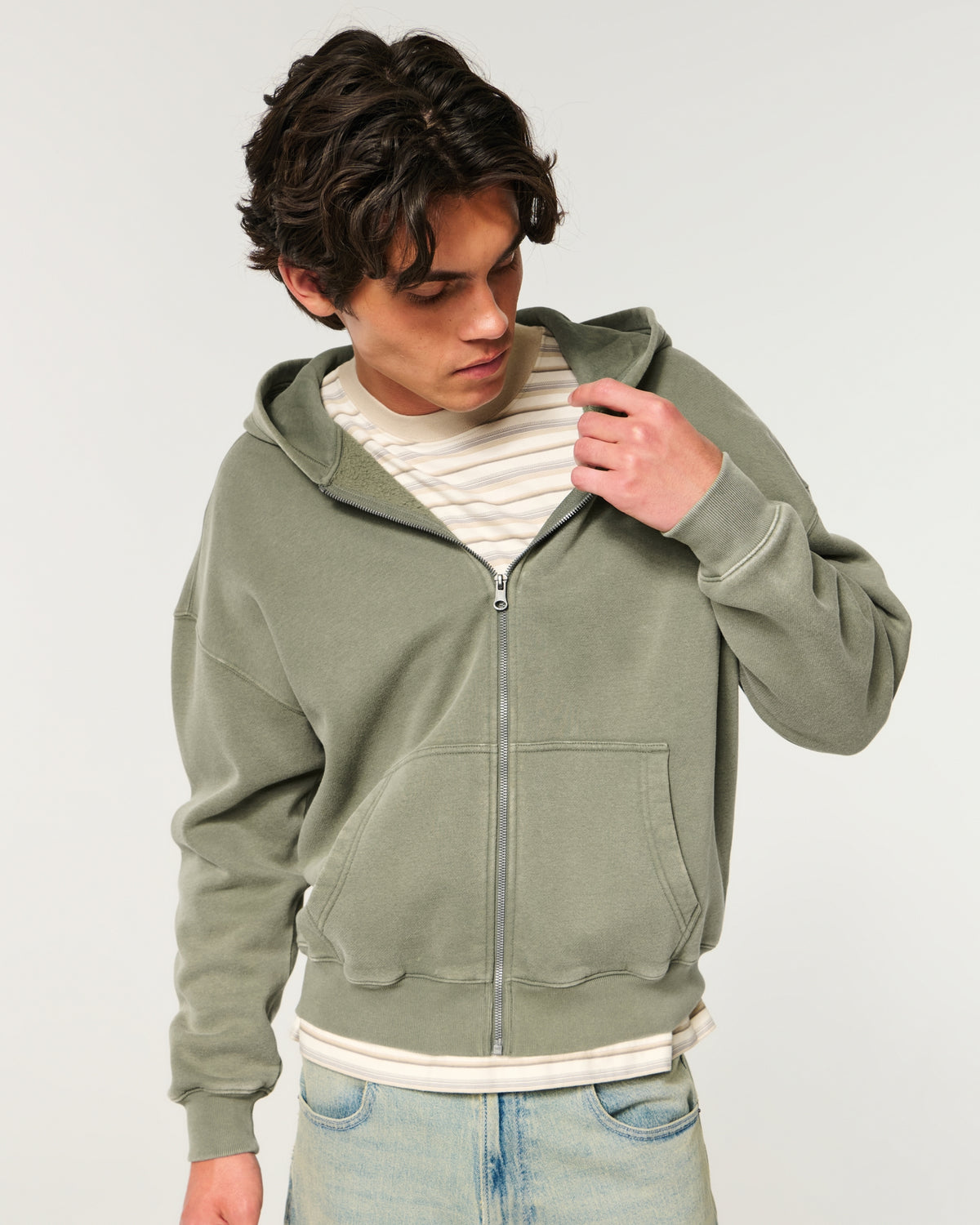 Hollister Boxy Zip-Up Hoodie