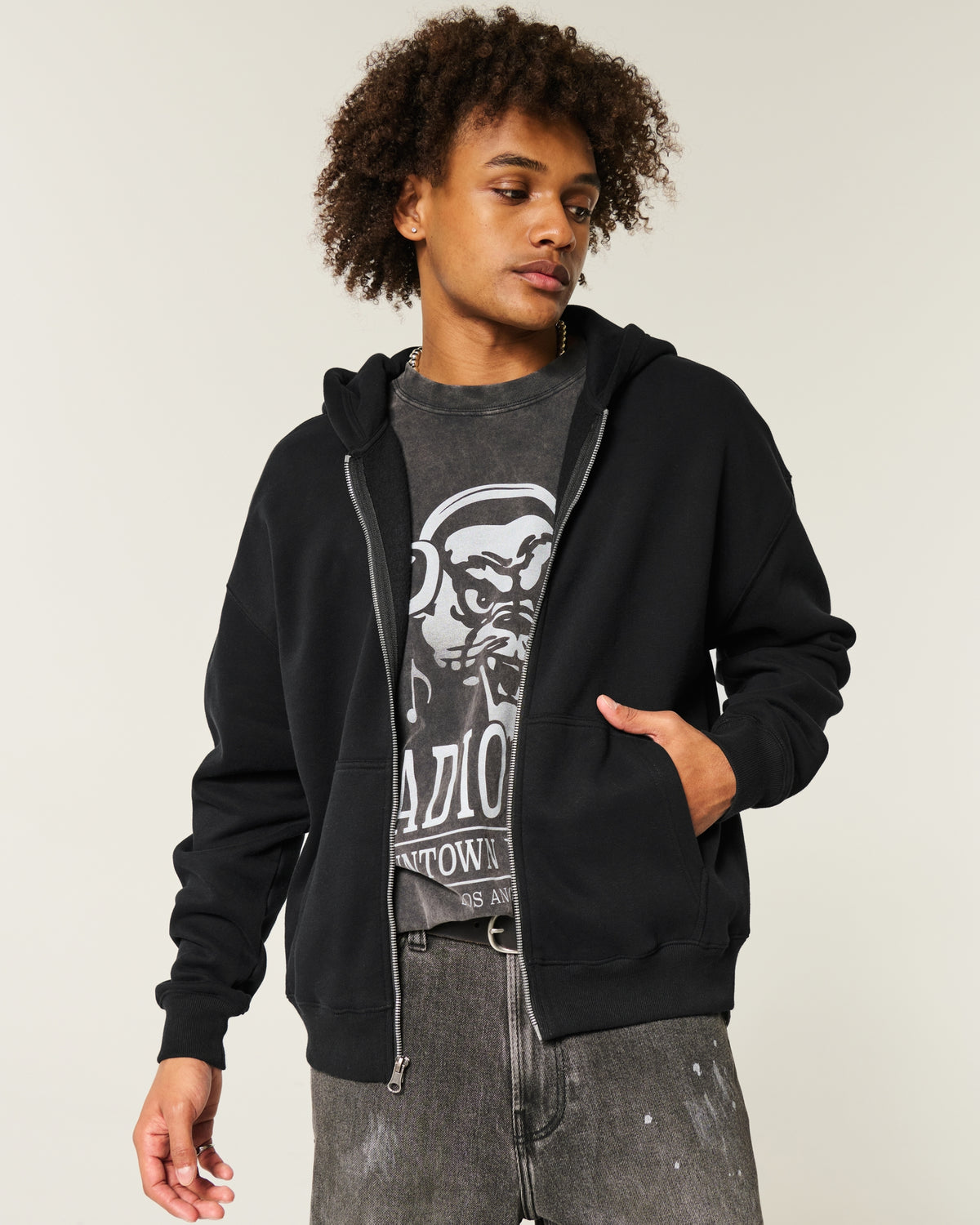 Hollister Boxy Zip-Up Hoodie