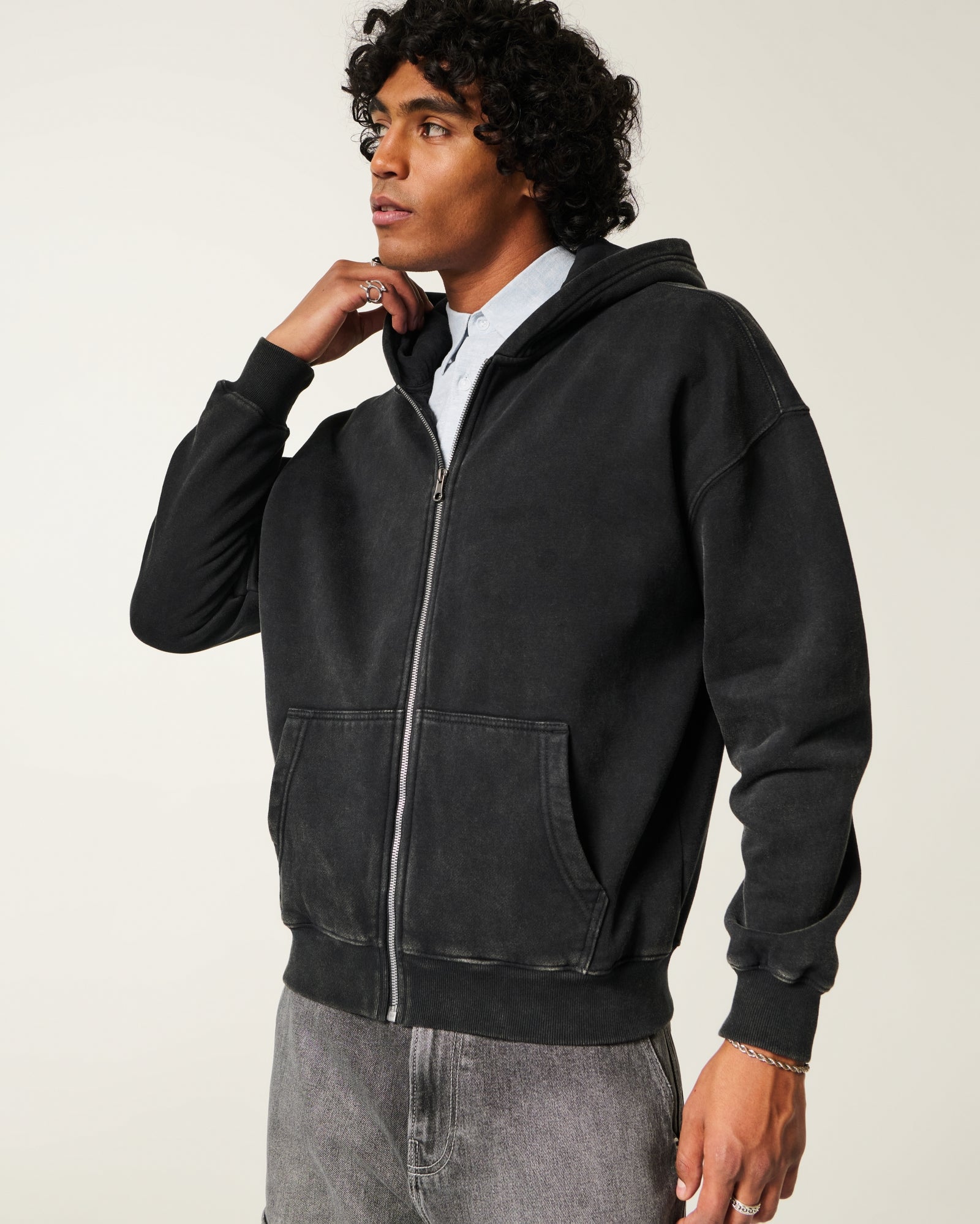 Hollister Boxy Zip-Up Hoodie