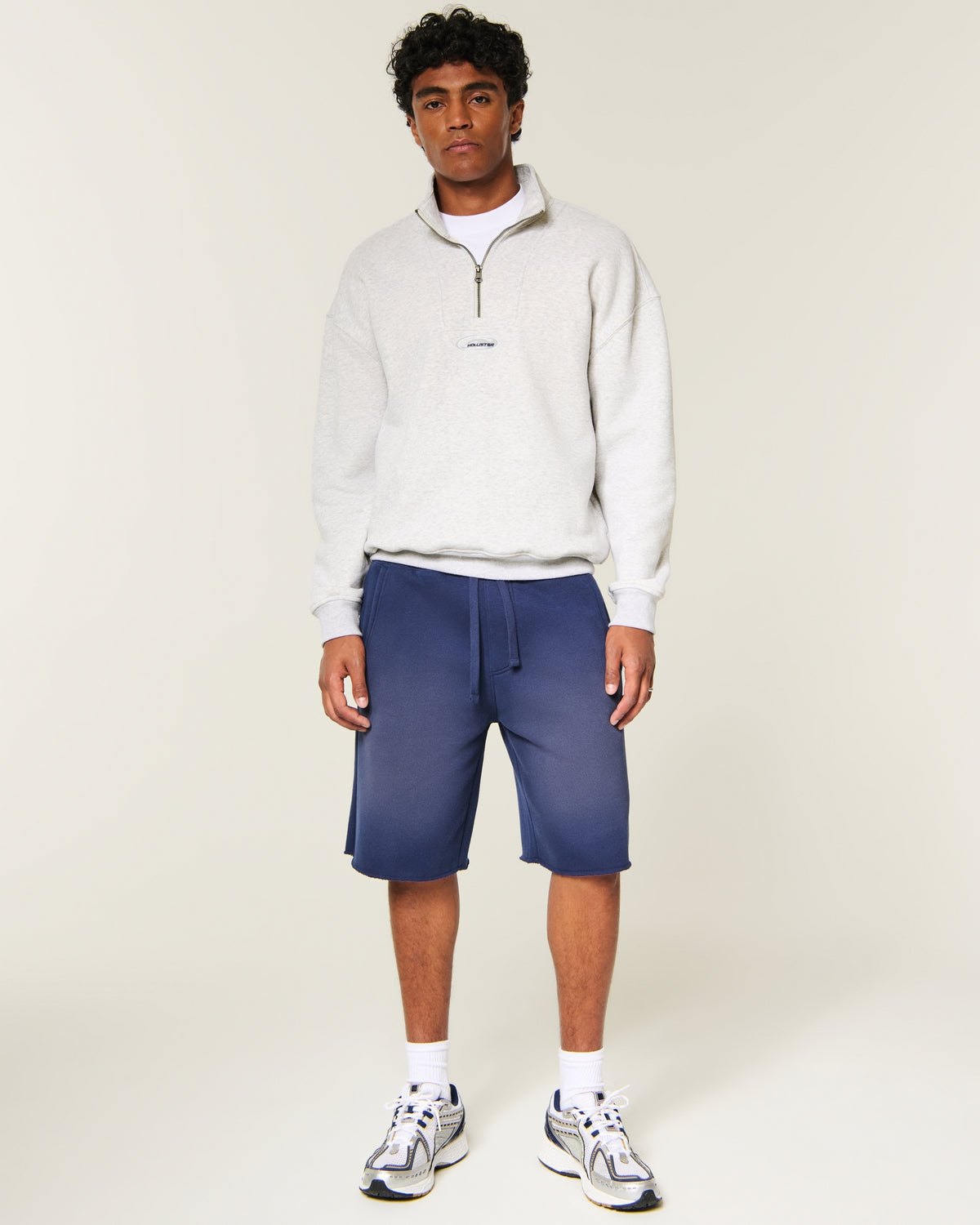 Hollister Boxy Quarter-Zip Logo Sweatshirt