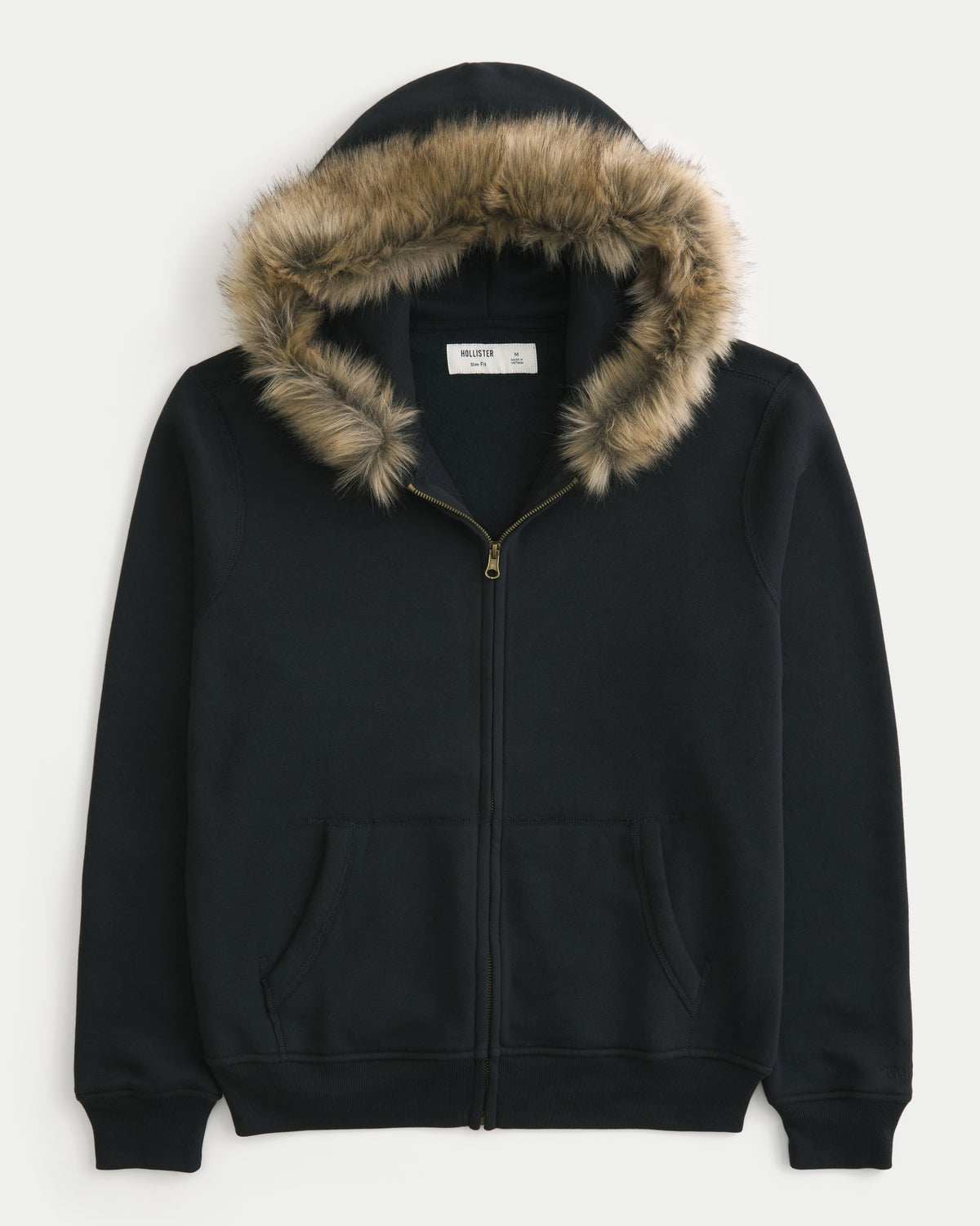 Hollister Hollister Feel Good Faux Fur Trim Zip-Up Hoodie