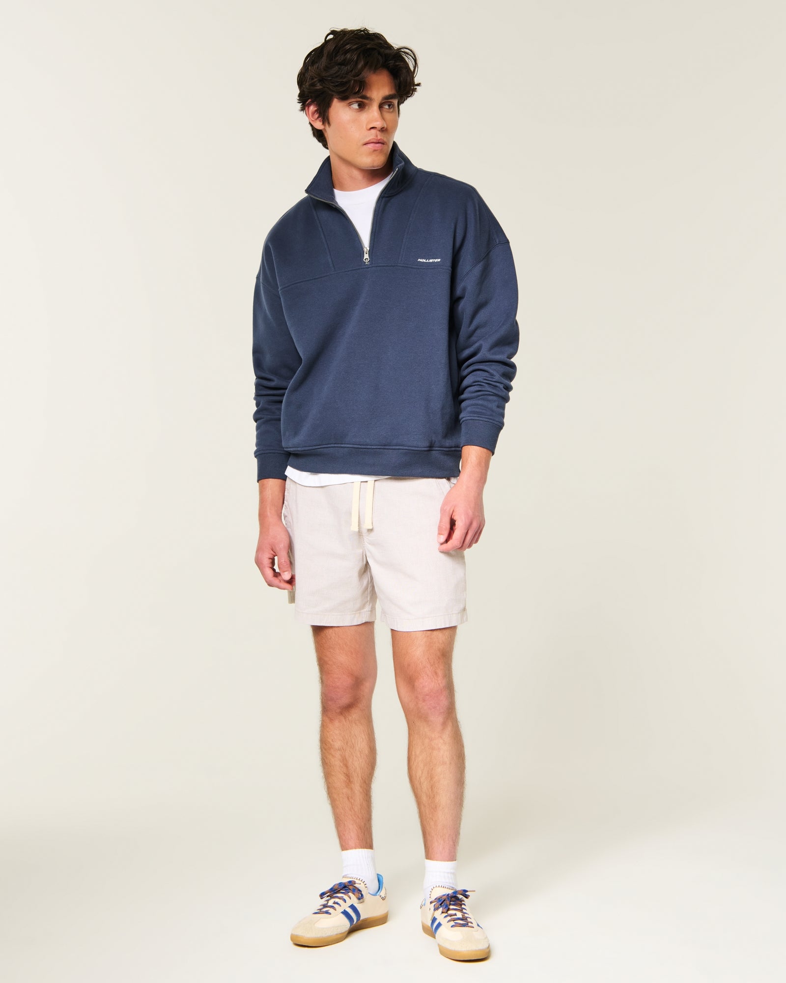 Hollister Boxy Quarter-Zip Logo Sweatshirt