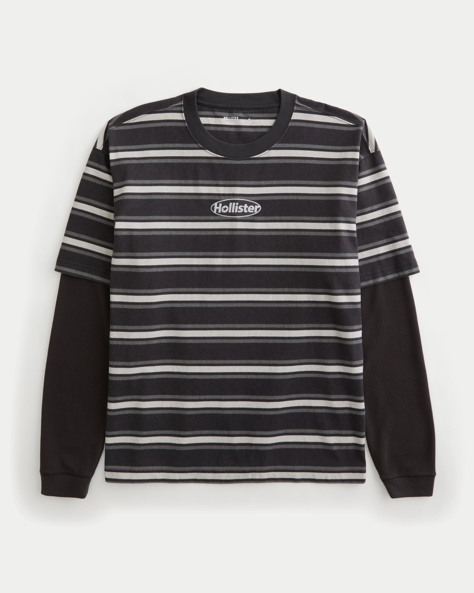 Hollister Boxy Layered 2-in-1 Microthermal Crew T-Shirt