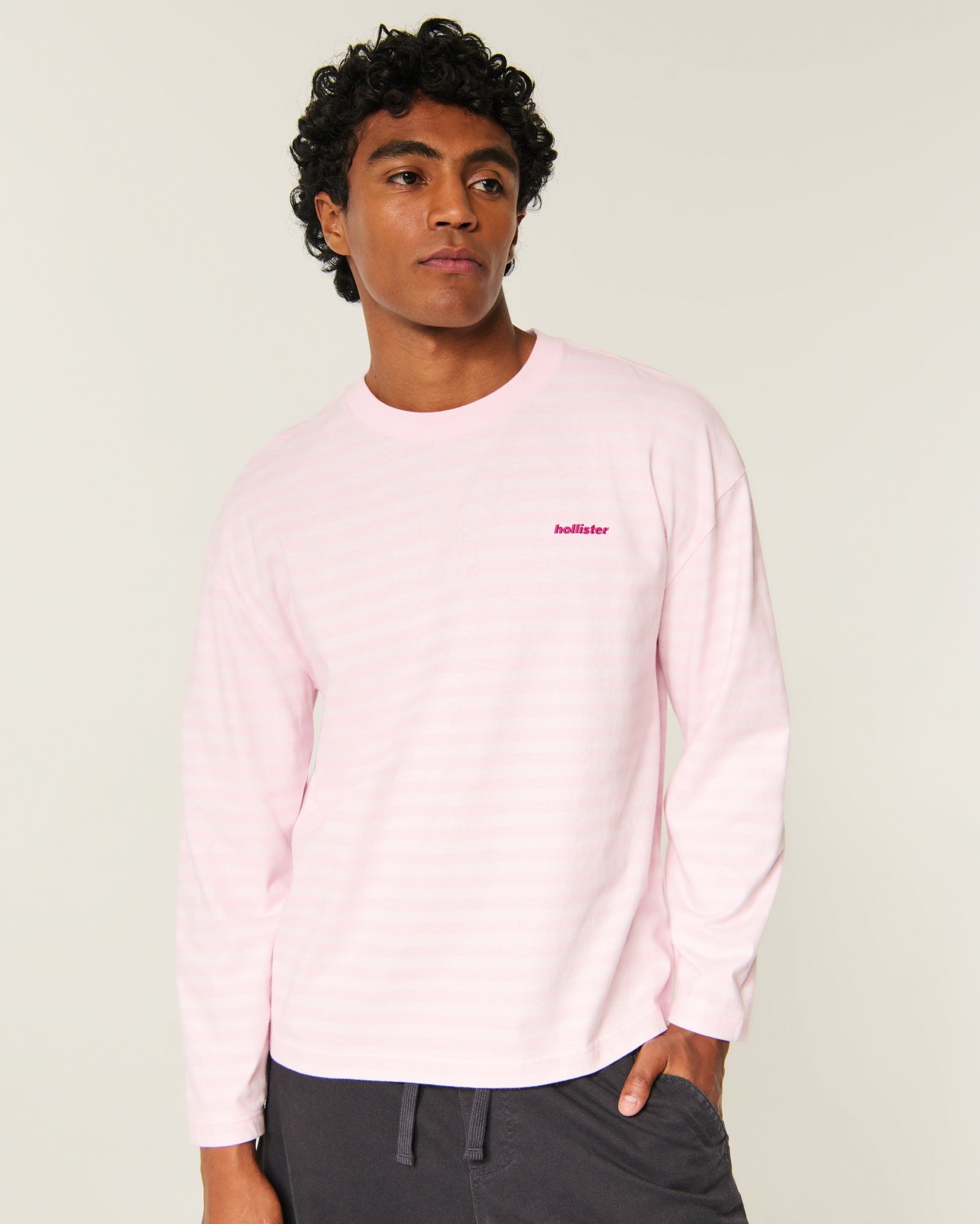Hollister Boxy Heavyweight Long-Sleeve Crew T-Shirt