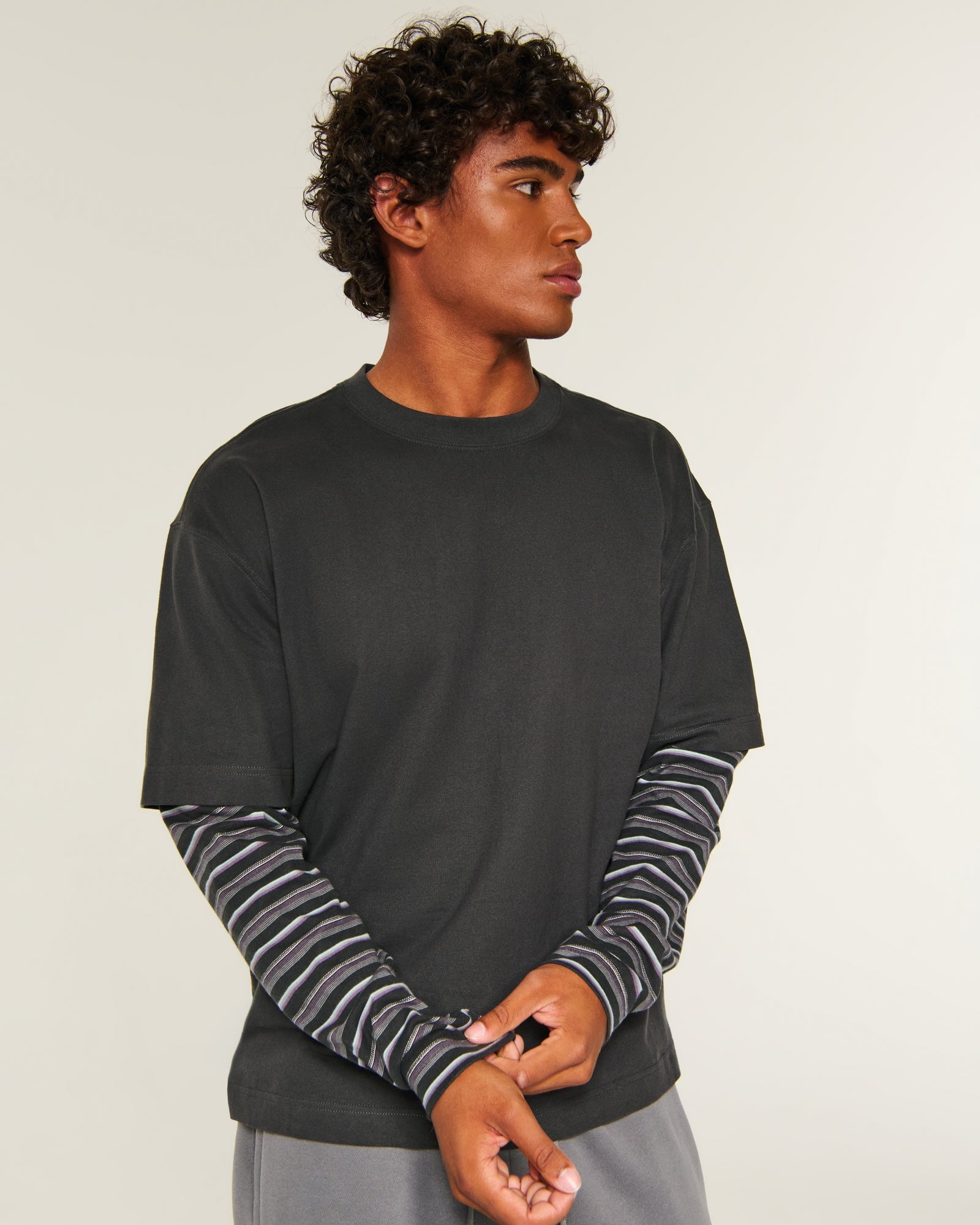 Hollister Boxy Layered 2-in-1 Crew T-Shirt