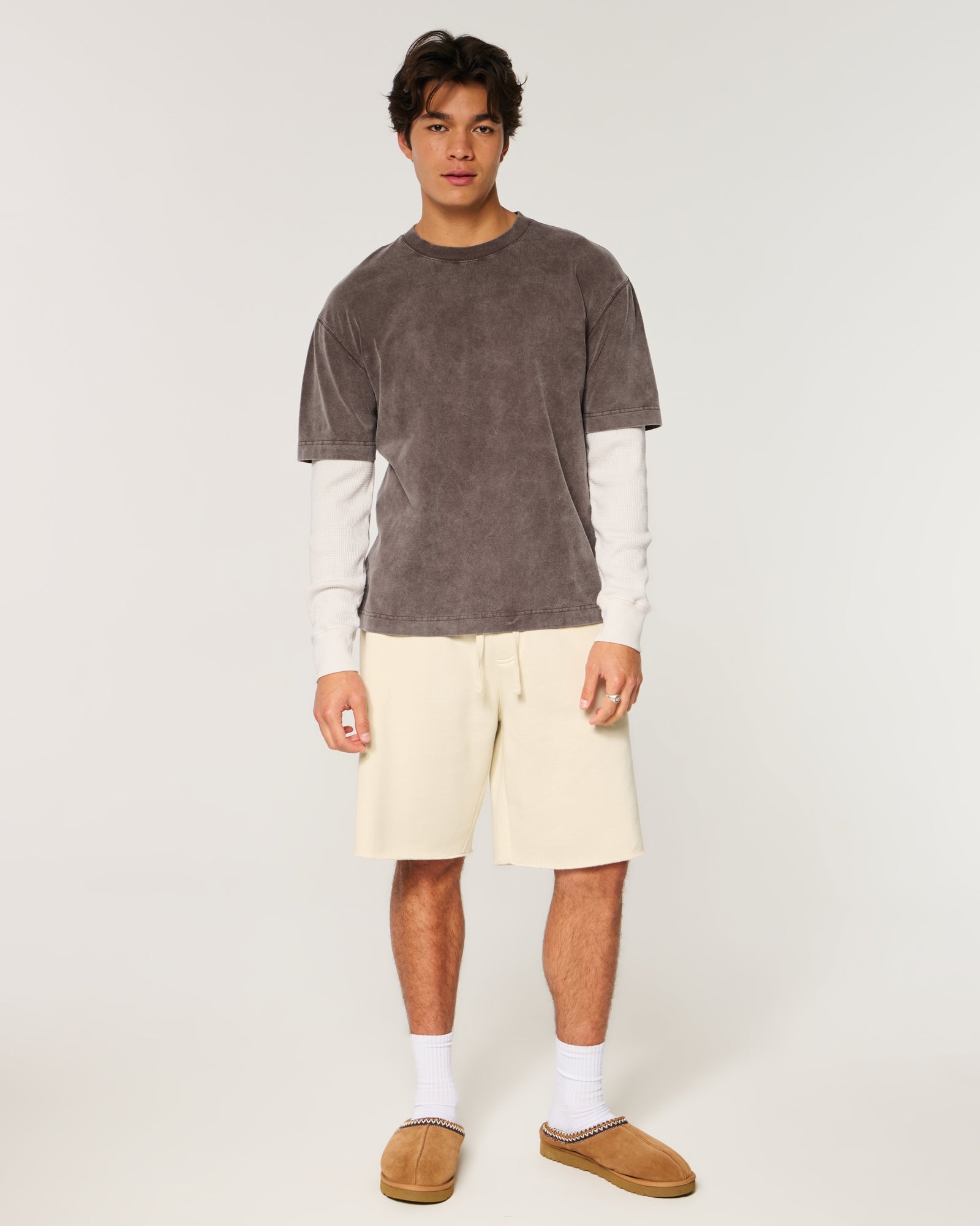 Hollister Boxy Layered Waffle 2-in-1 Crew T-Shirt