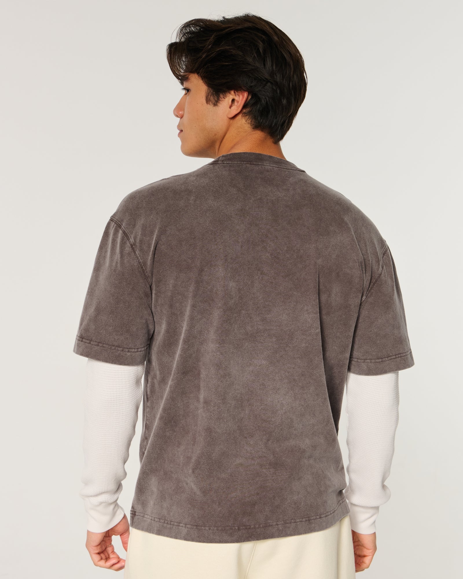 Hollister Boxy Layered Waffle 2-in-1 Crew T-Shirt