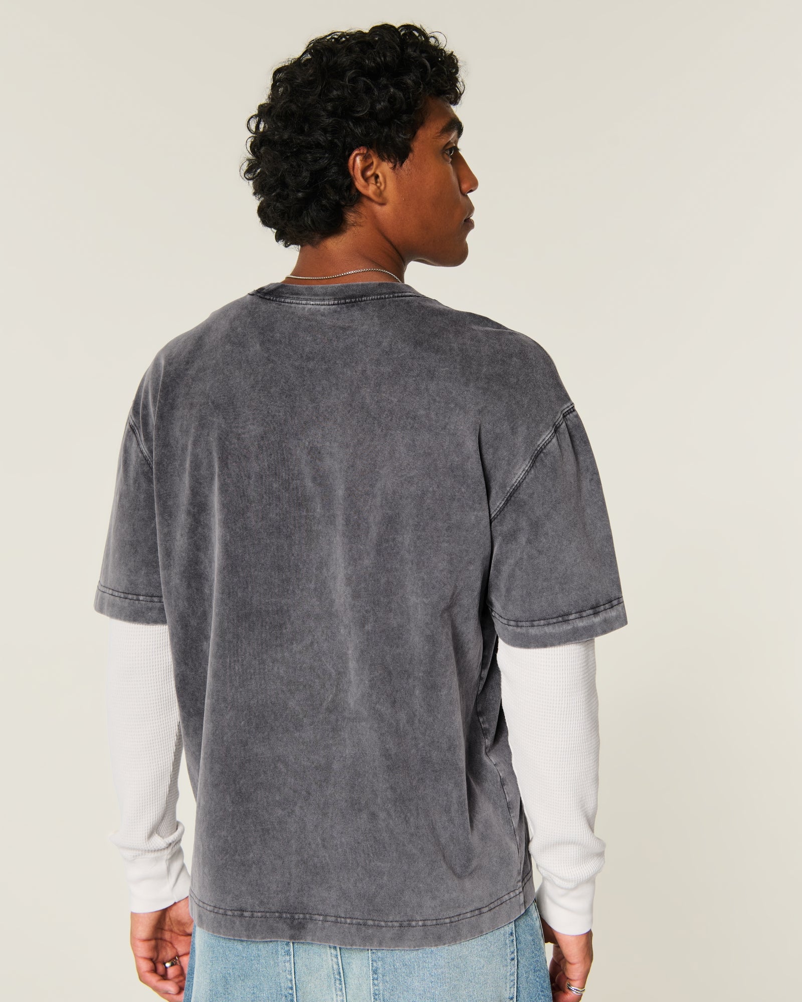 Hollister Boxy Layered Waffle 2-in-1 Crew T-Shirt