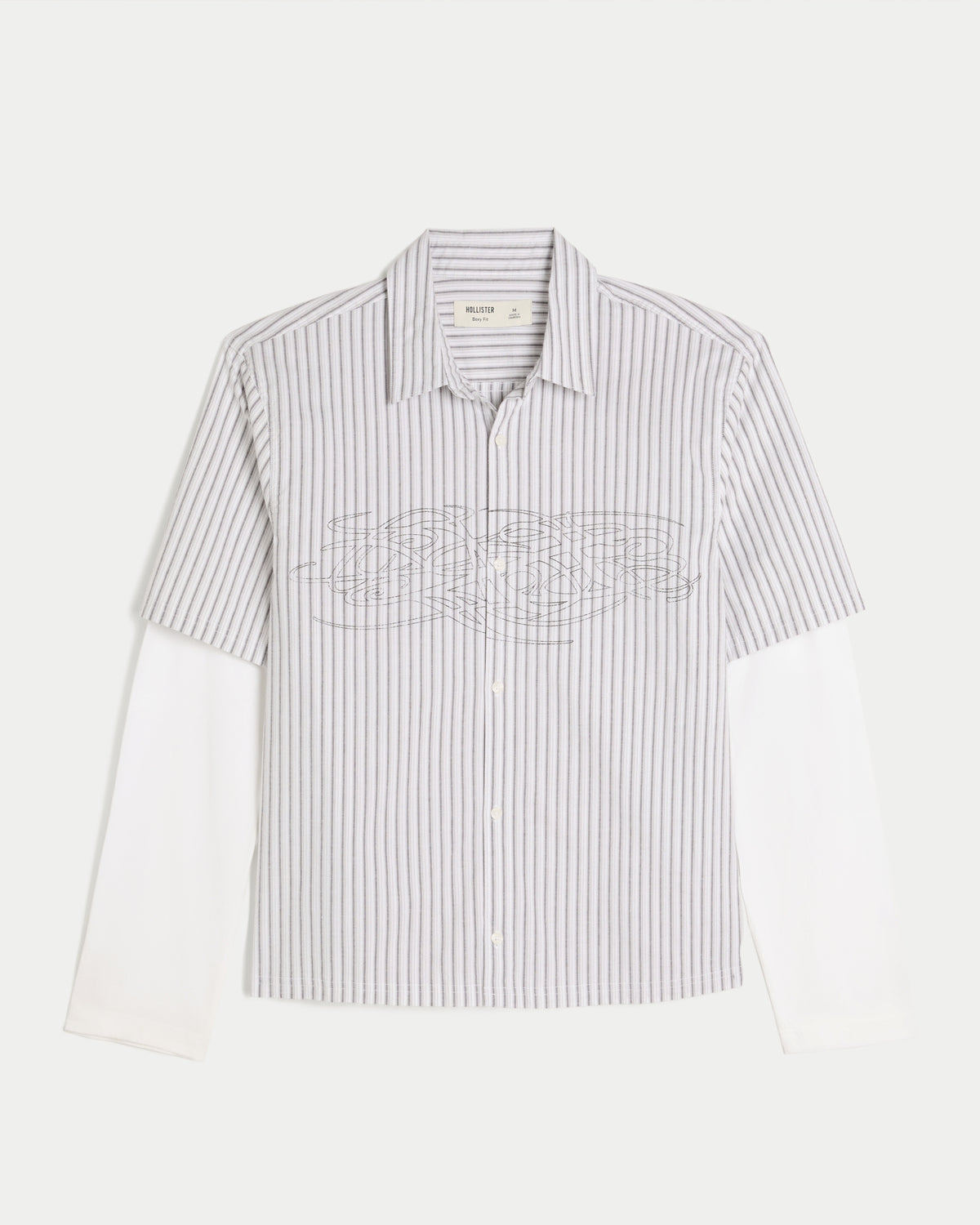 Hollister Boxy Layered 2-in-1 Button-Through Shirt