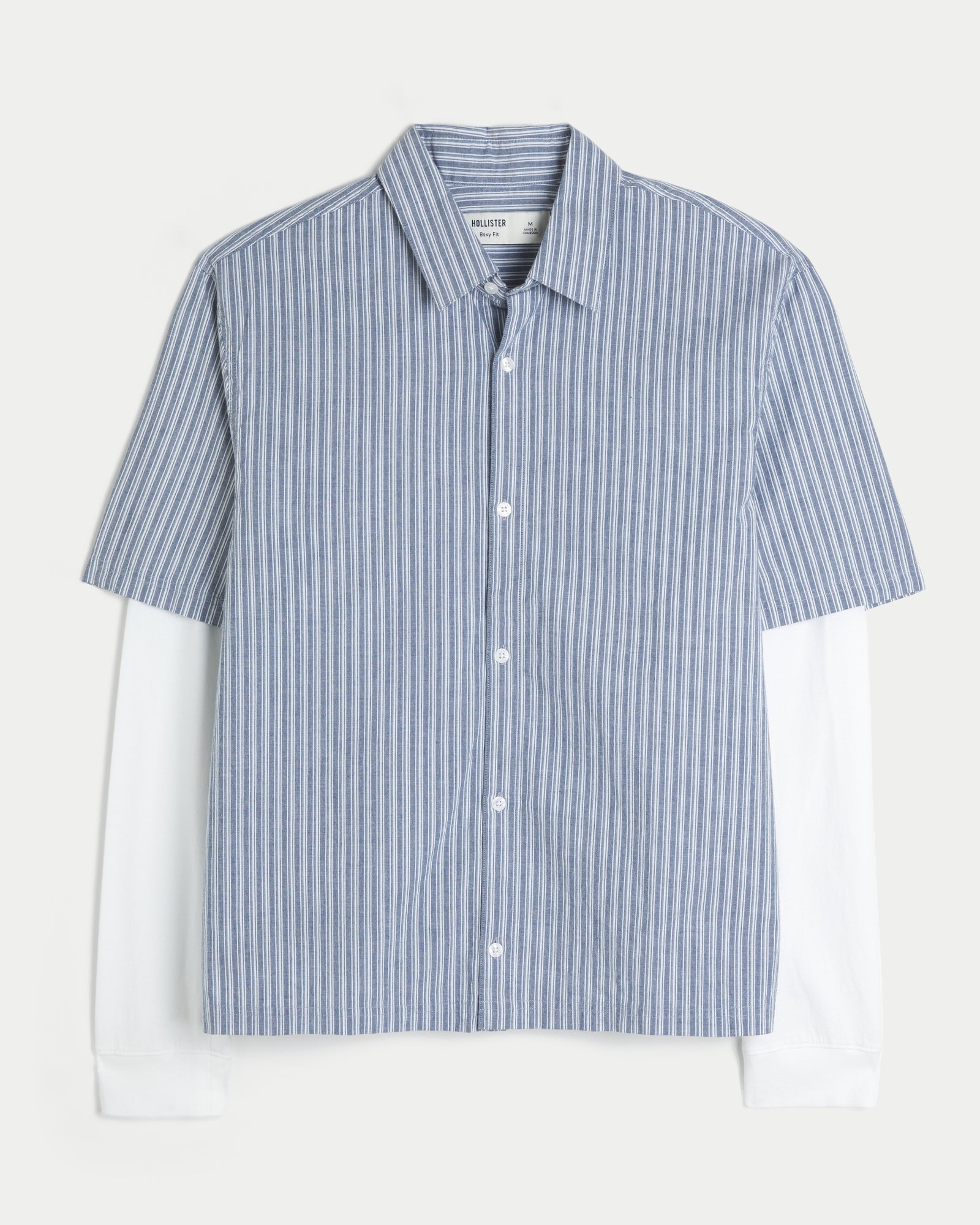 Hollister Boxy Button-Through Layered 2-in-1 Shirt