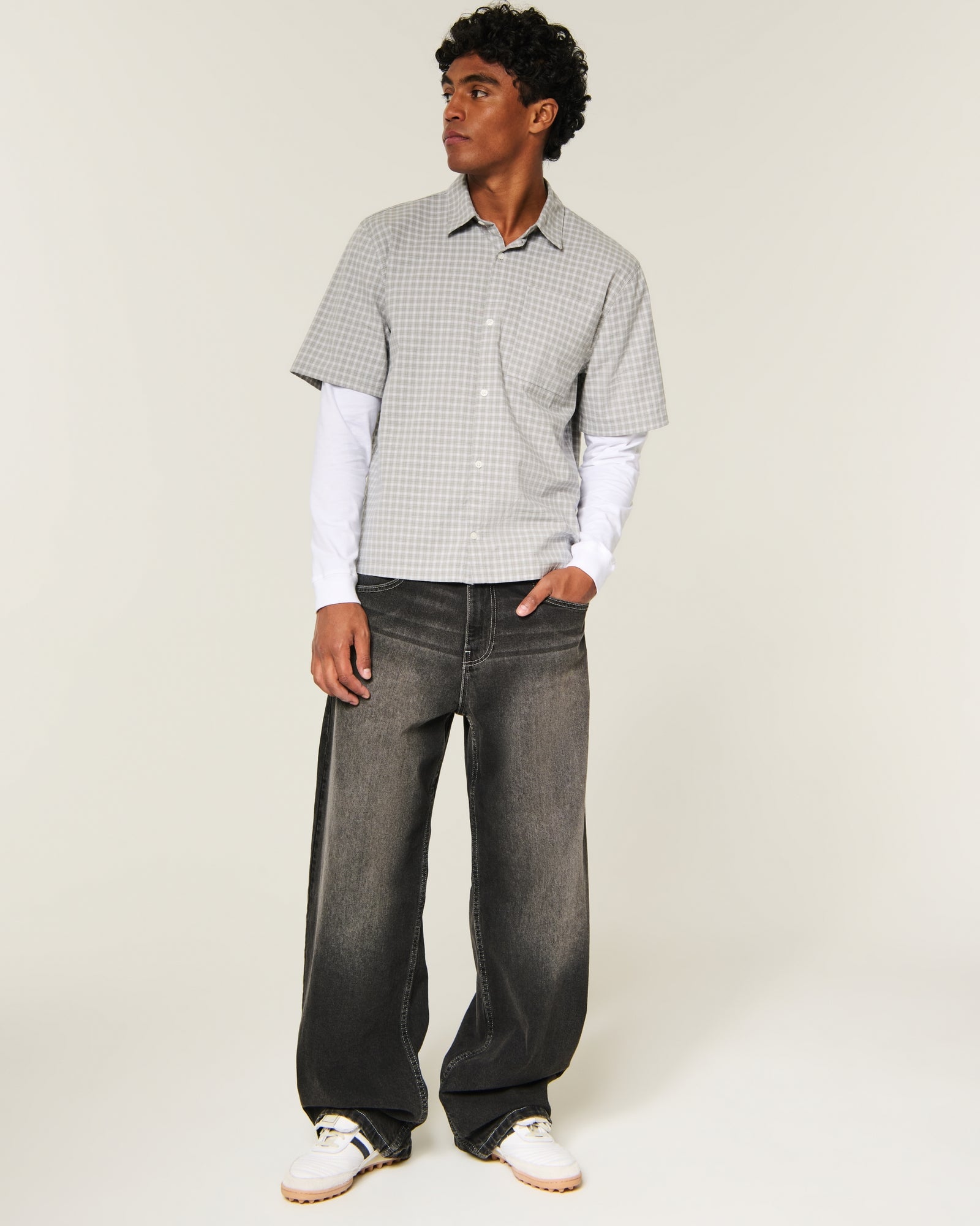 Hollister Boxy Button-Through Layered 2-in-1 Shirt