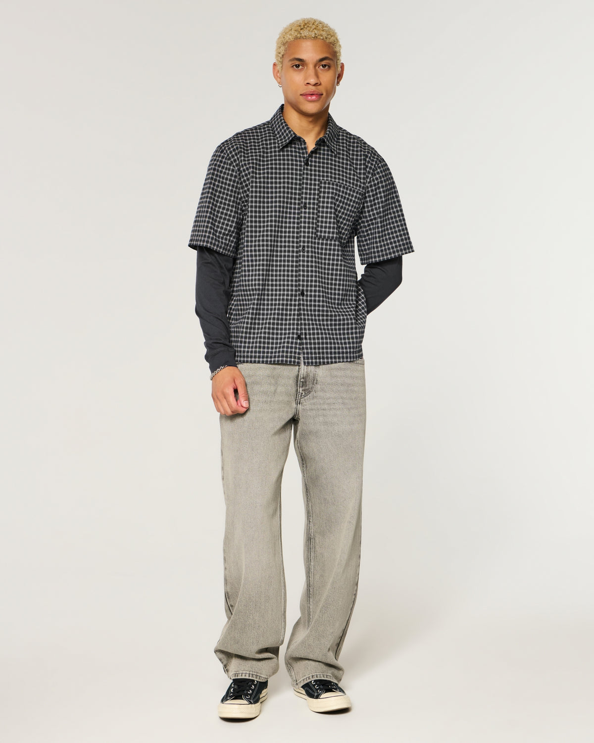 Hollister Boxy Button-Through Layered 2-in-1 Shirt