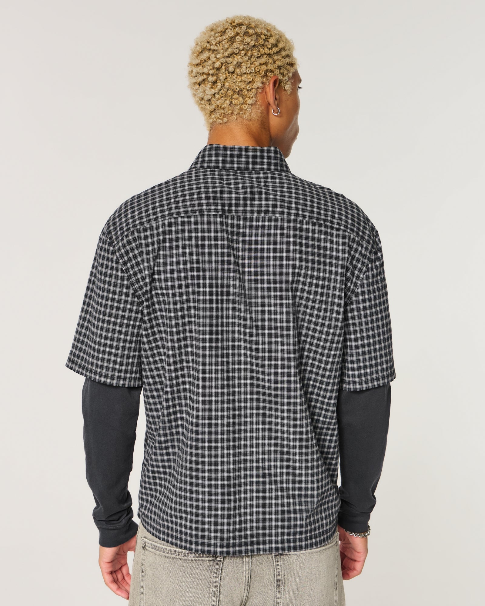 Hollister Boxy Button-Through Layered 2-in-1 Shirt