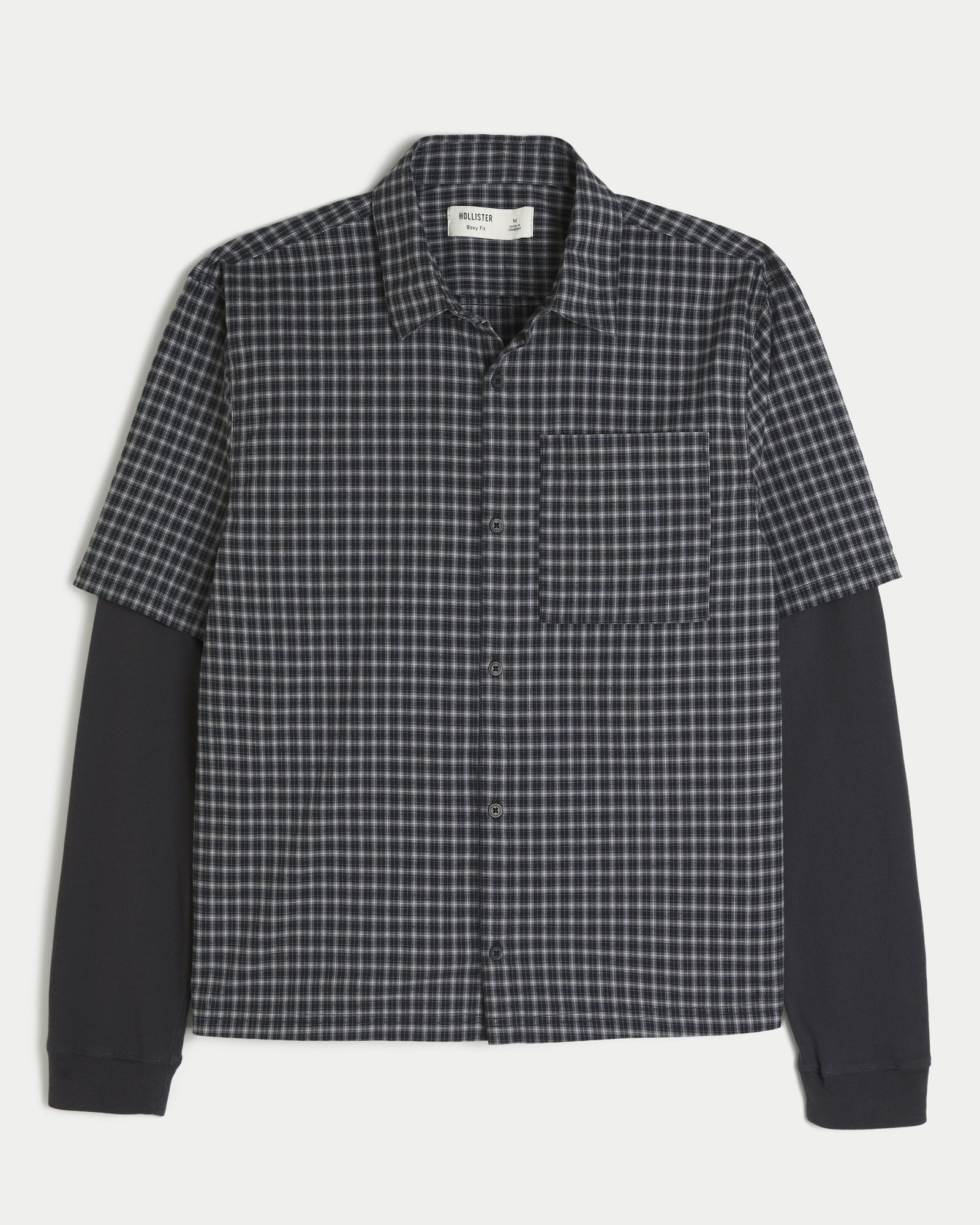 Hollister Boxy Button-Through Layered 2-in-1 Shirt