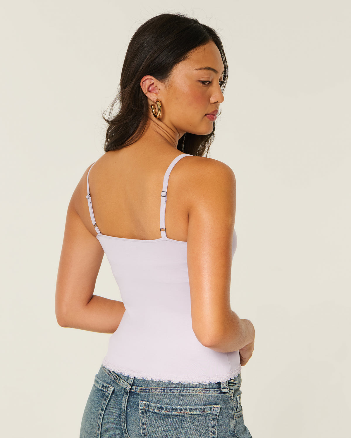 Hollister Smooth Seamless Fabric Lace Trim Cami
