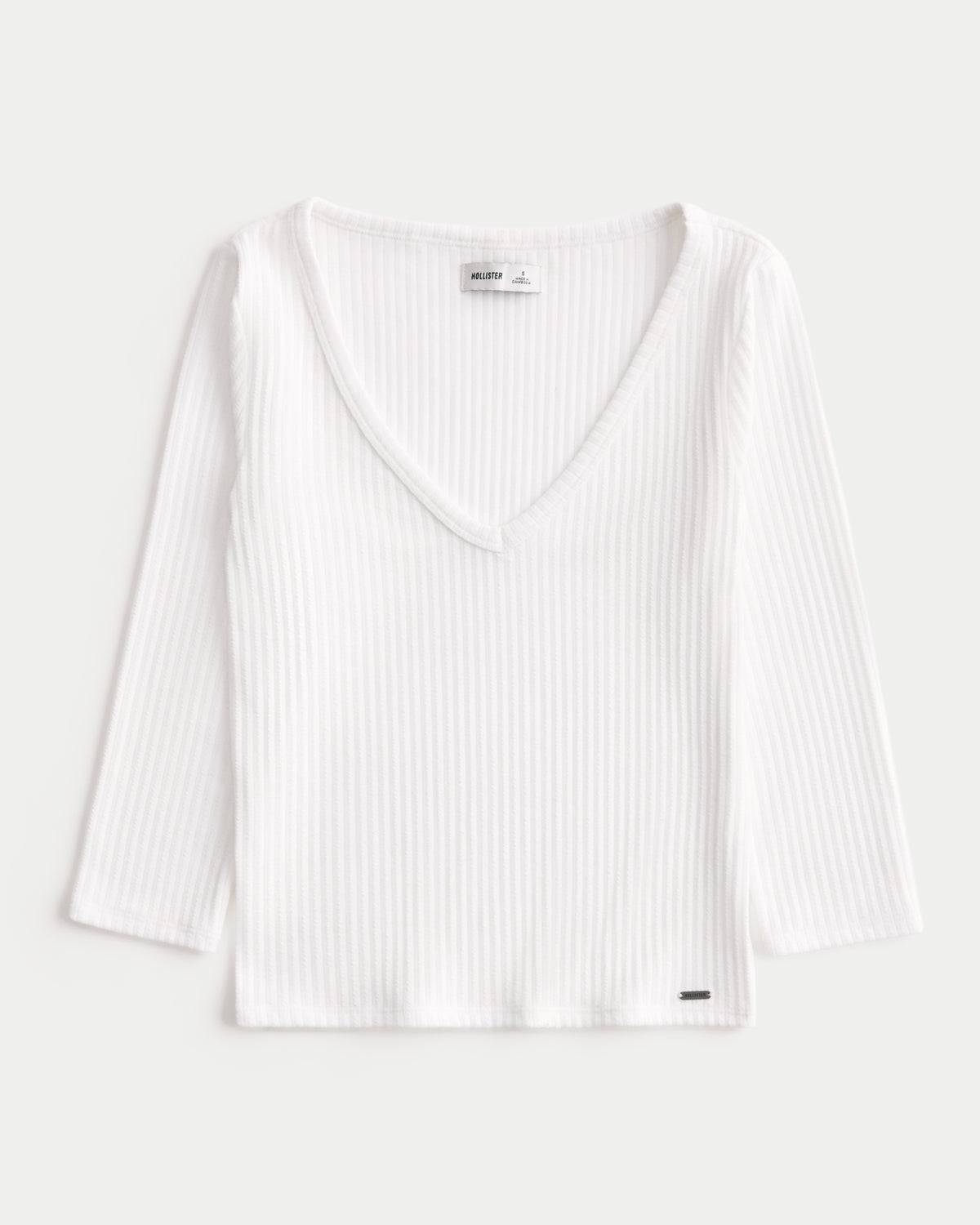 Hollister Textural Three-Quarter Sleeve V-Neck Top