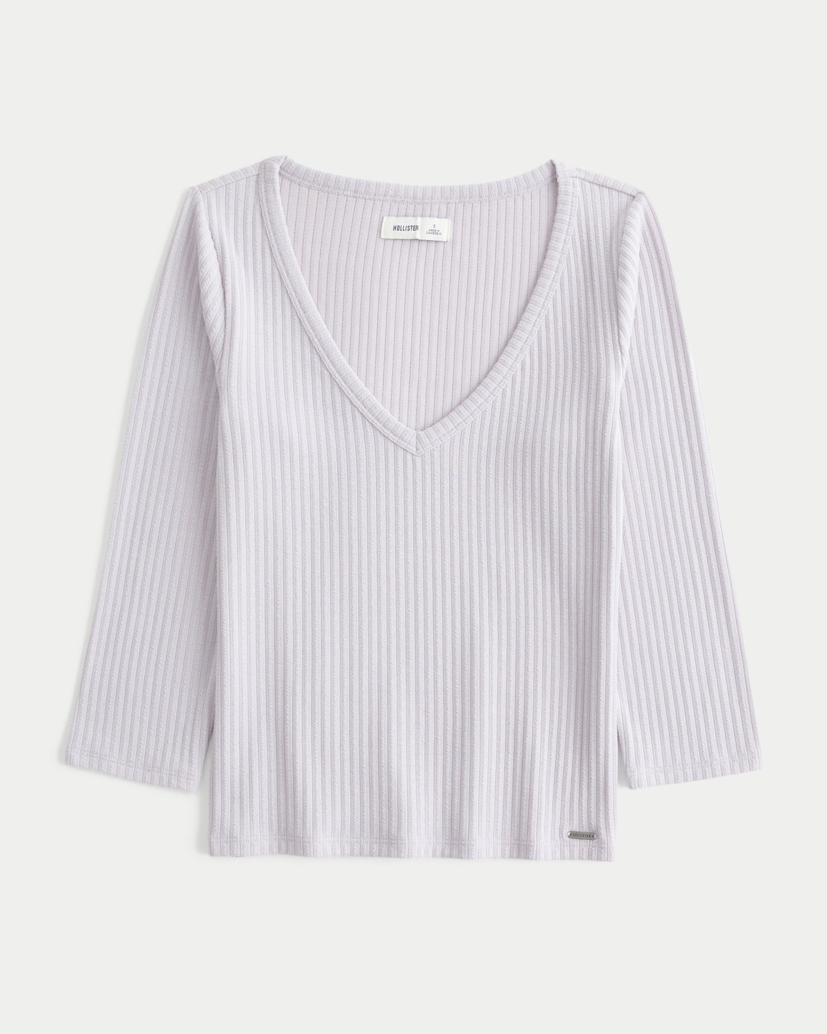 Hollister Textural Three-Quarter Sleeve V-Neck Top