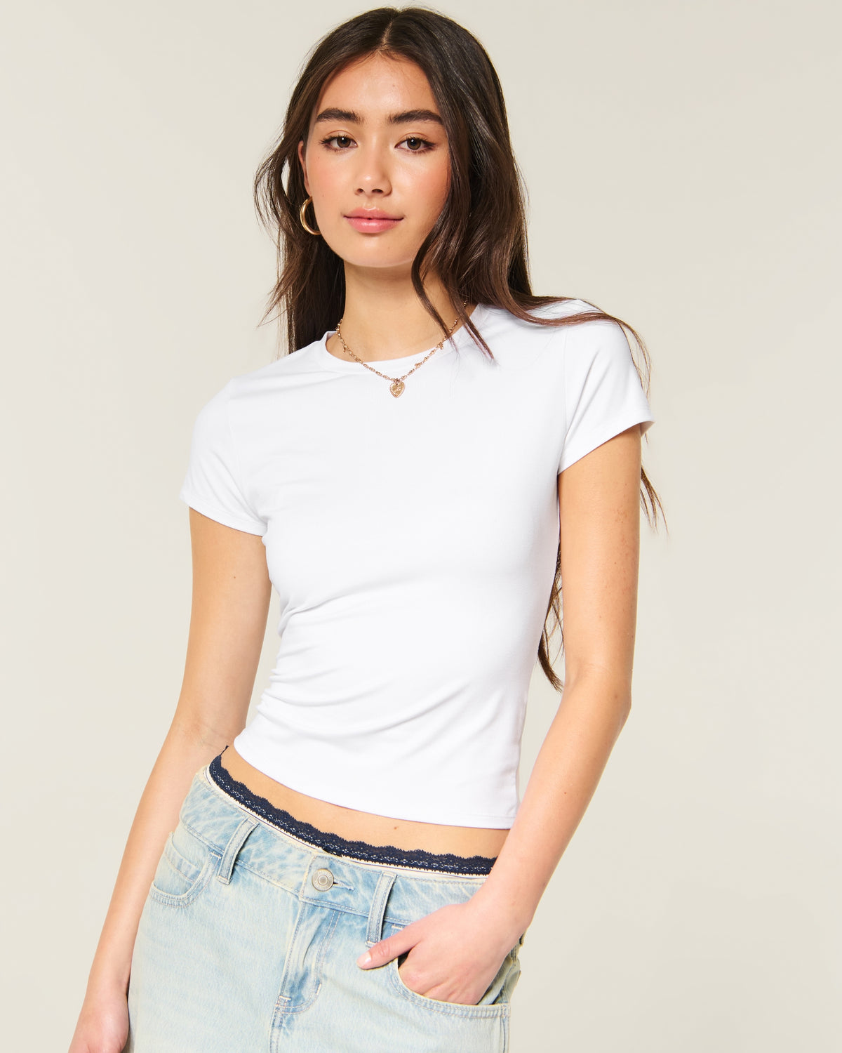 Hollister Smooth Seamless Fabric Crew Baby Tee