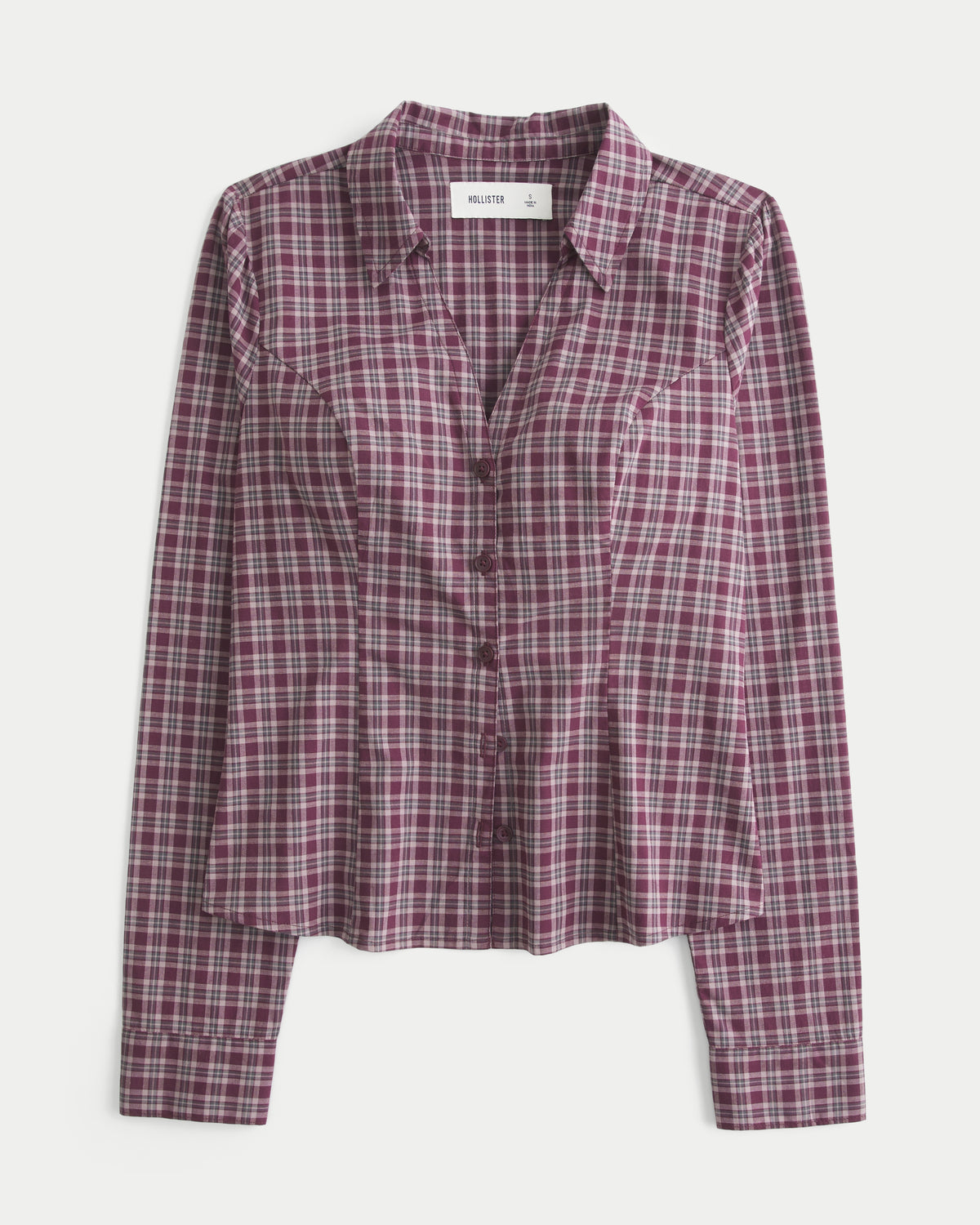 Hollister Hollister Ciara Long-Sleeve Satin Tie Shirt