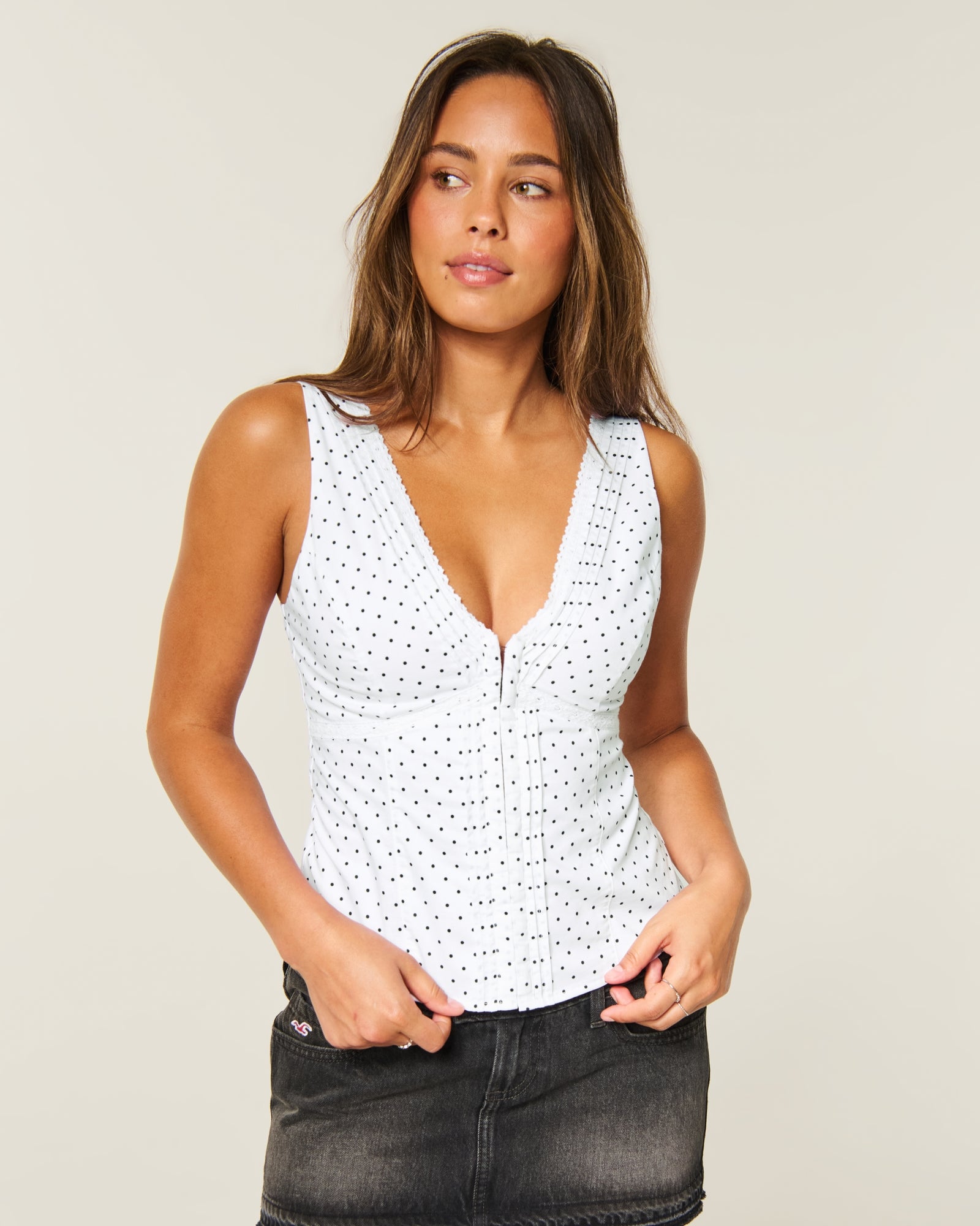 Hollister Hook & Eye Lace Trim Tank