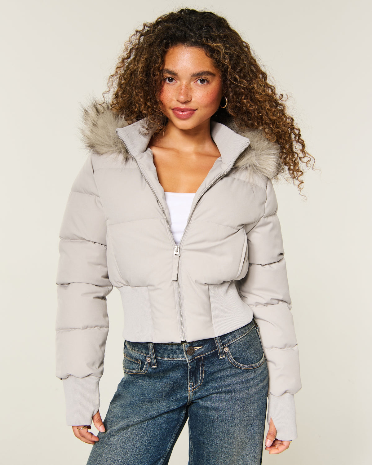 Hollister Hollister Peyton Faux Fur Trim Puffer Jacket