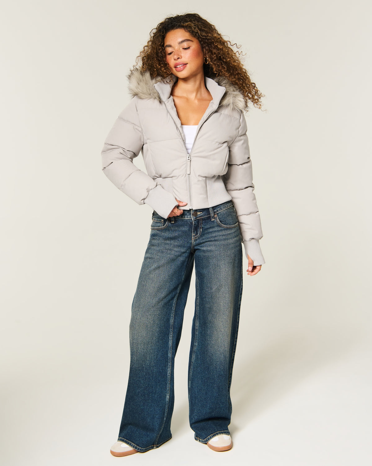 Hollister Hollister Peyton Faux Fur Trim Puffer Jacket