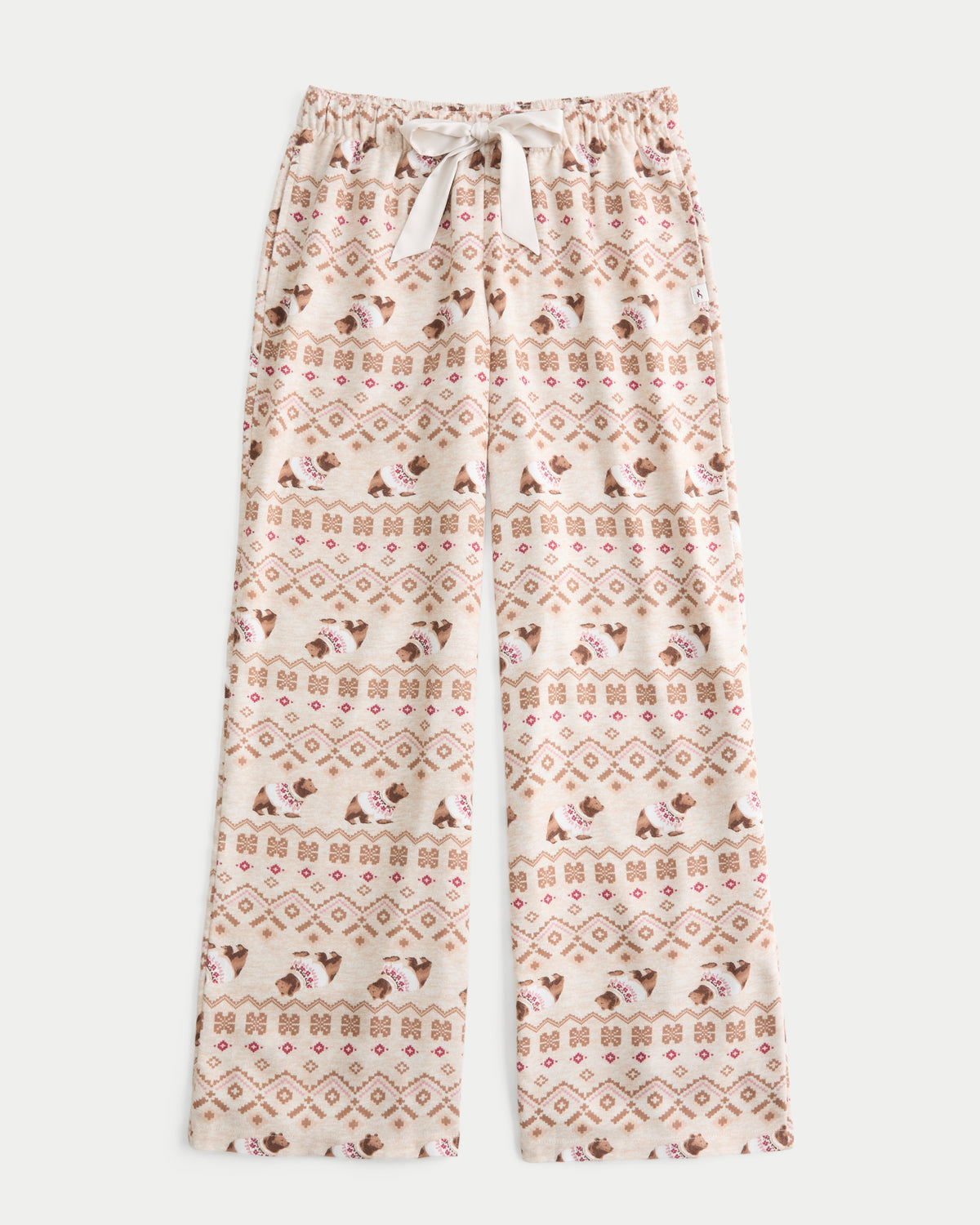 Hollister Satin Tie Flannel Wide-Leg Pants