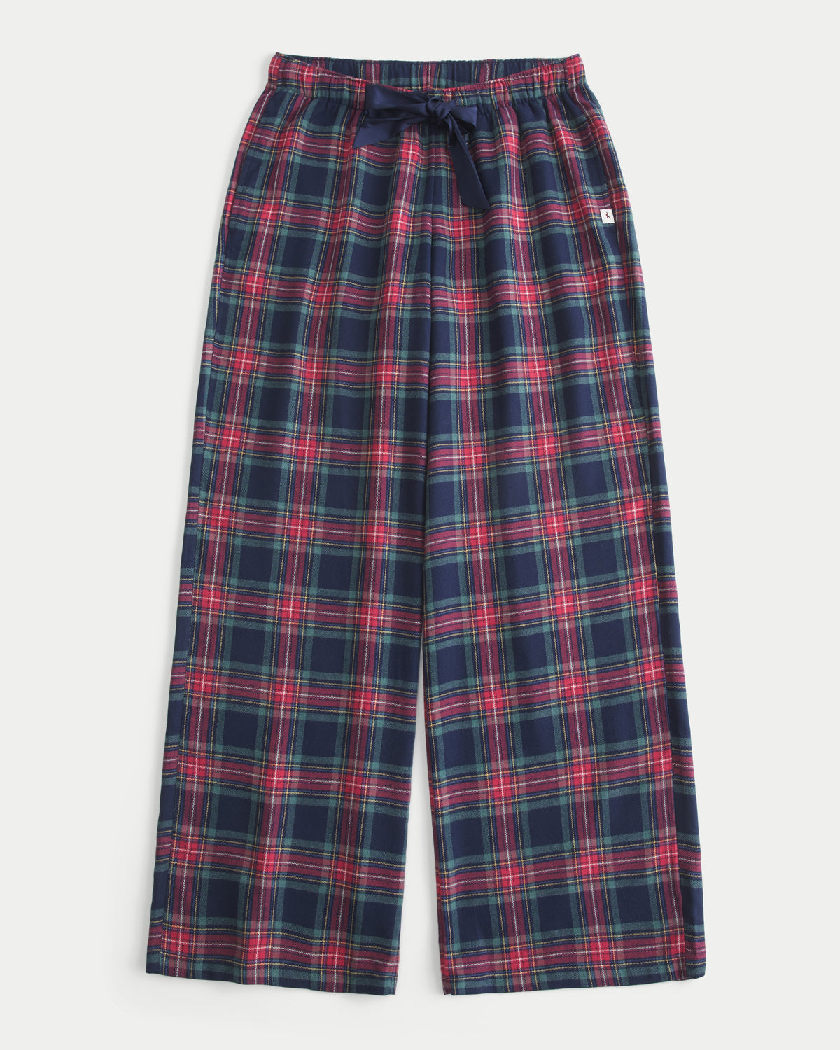 Hollister Satin Tie Flannel Wide-Leg Pants