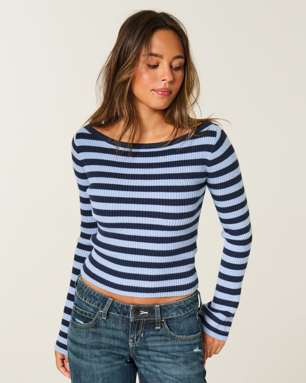 Hollister Slash-Neck Bell Sleeve Sweater