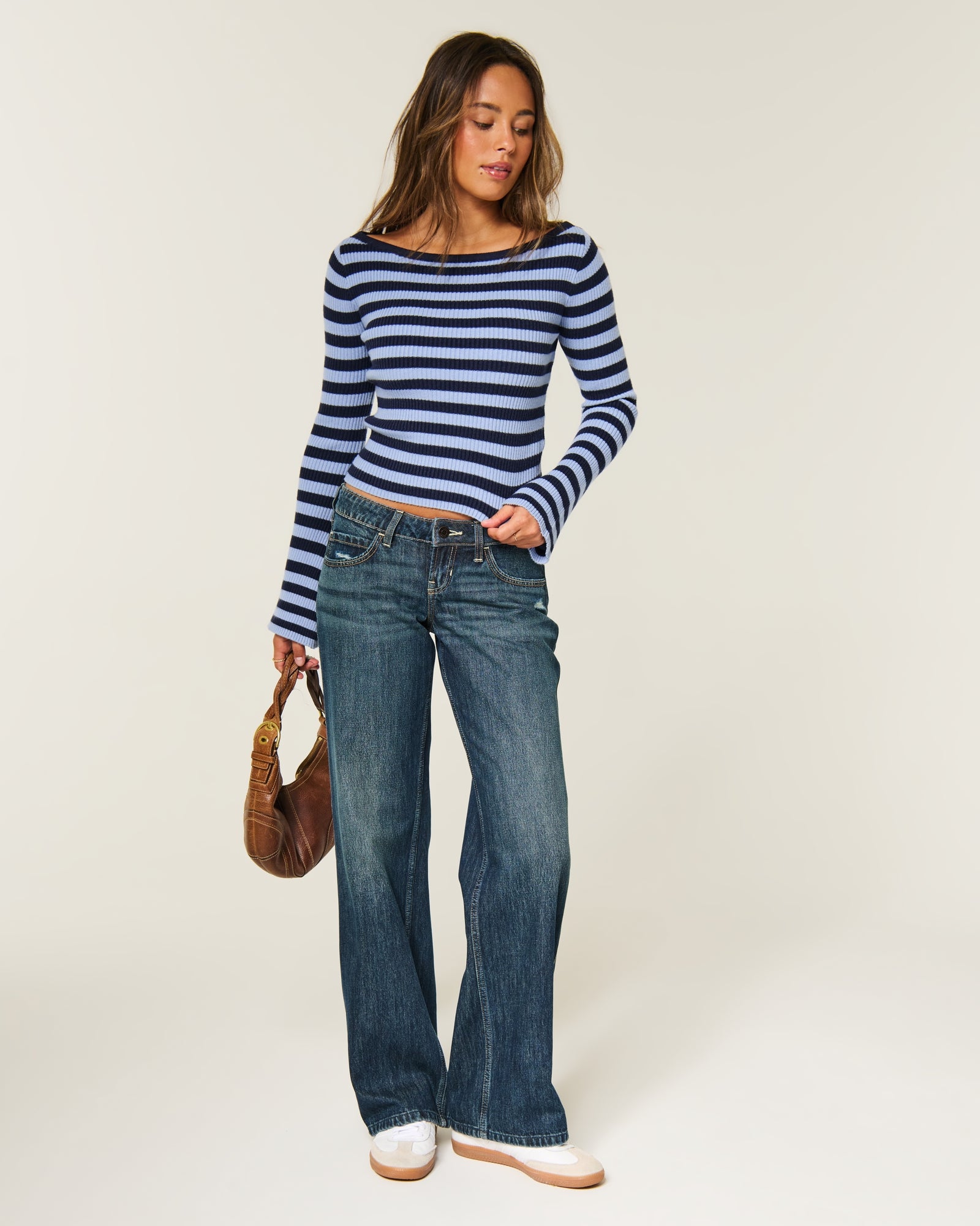 Hollister Slash-Neck Bell Sleeve Sweater