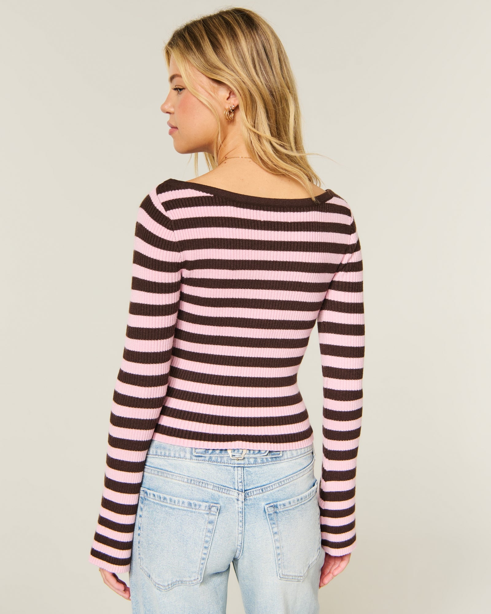 Hollister Slash-Neck Bell Sleeve Sweater