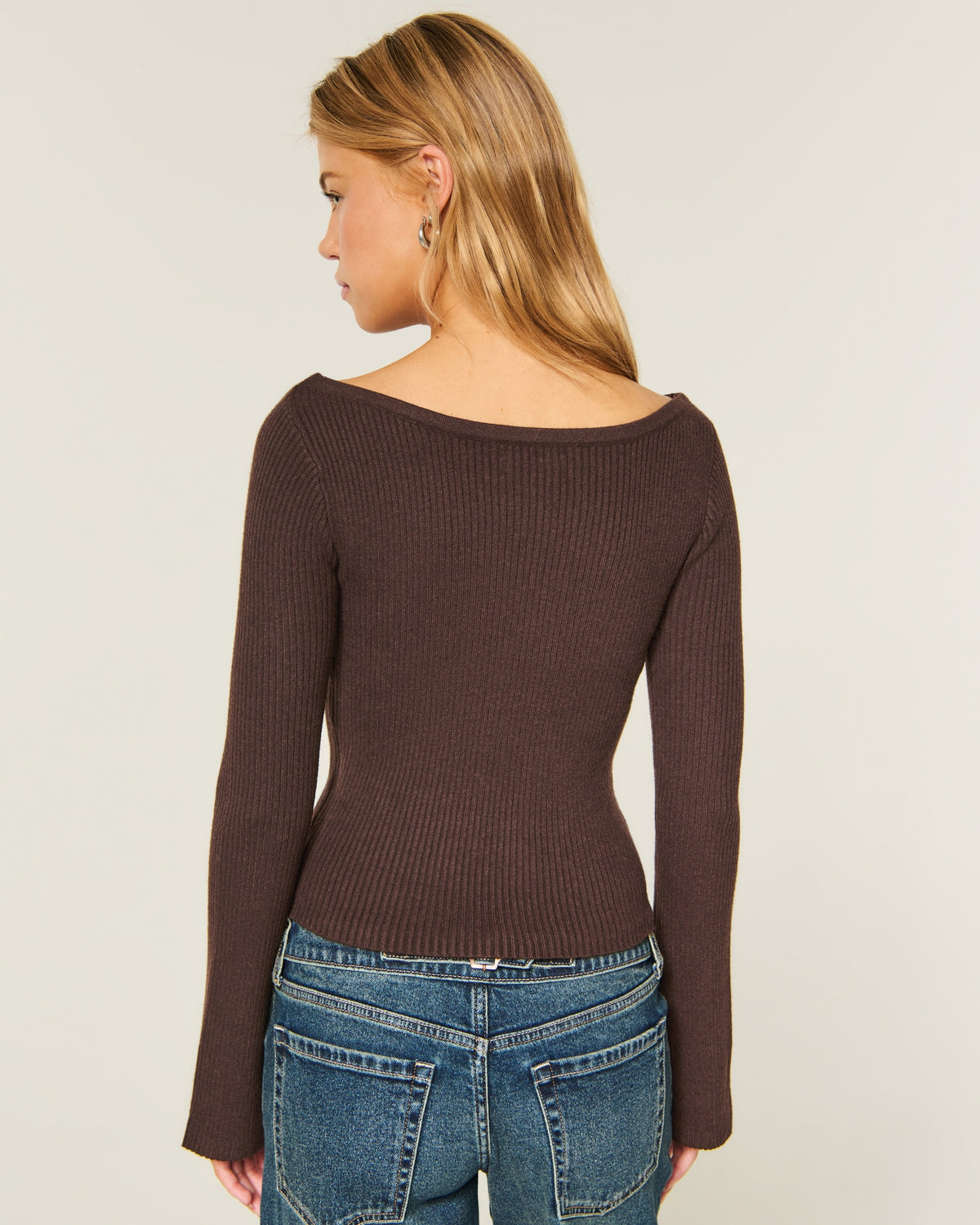 Hollister Slash-Neck Bell Sleeve Sweater
