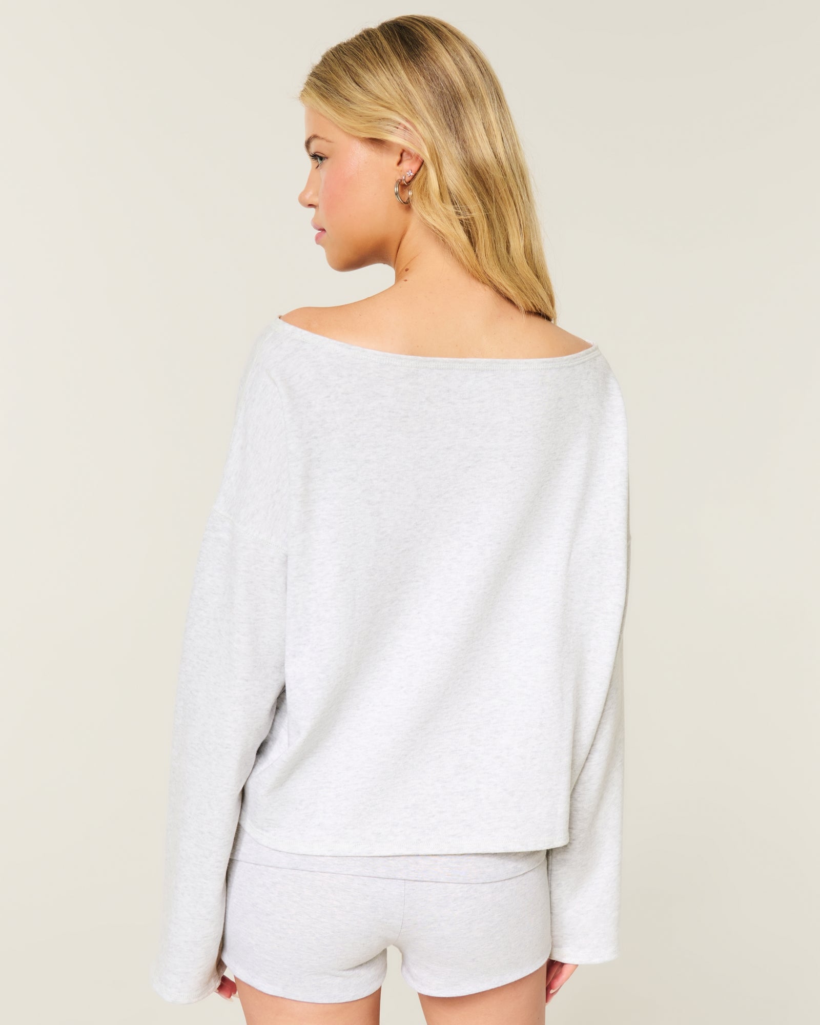 Hollister Easy Off-the-Shoulder Leopard Print Terry Sweatshirt