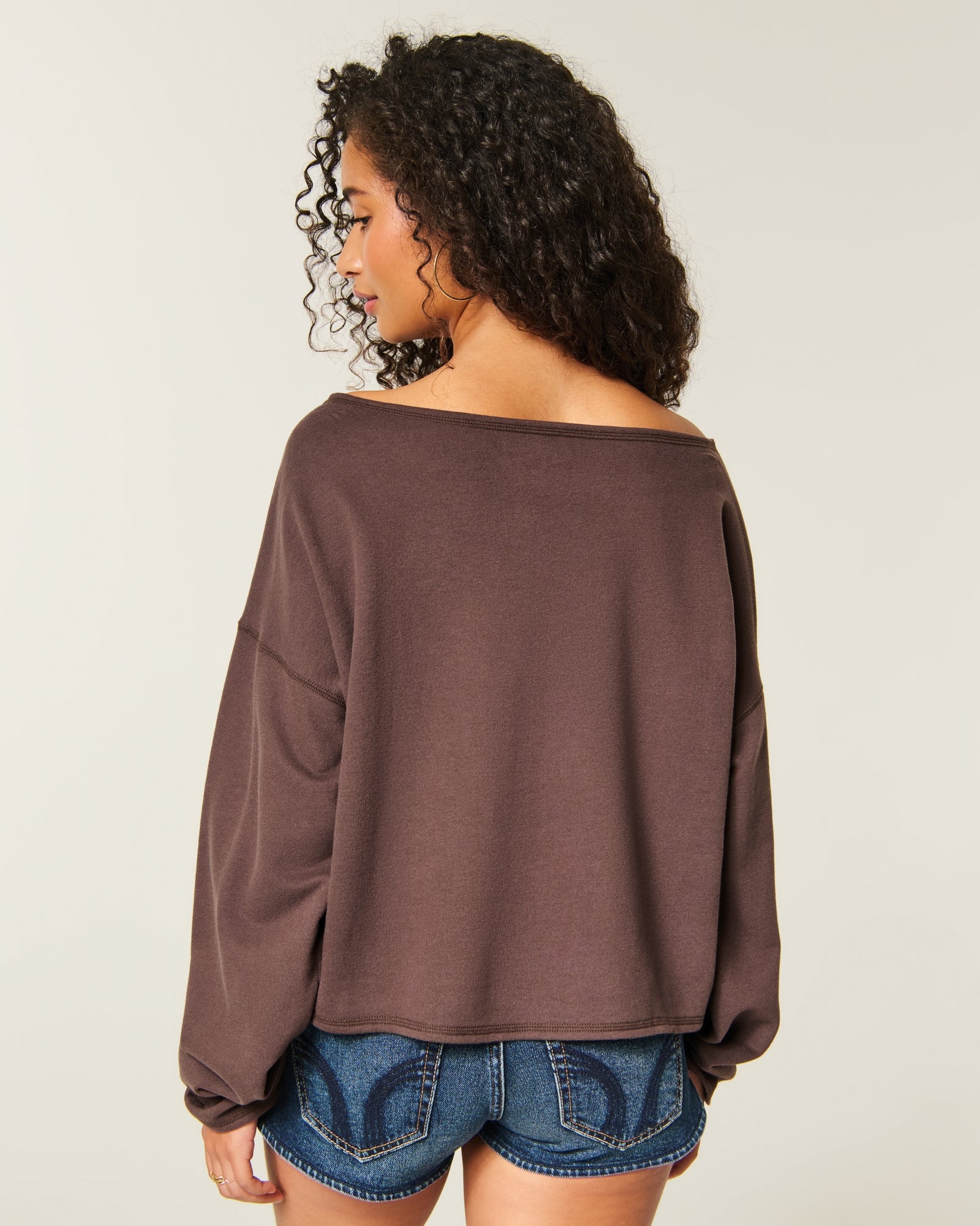Hollister Easy Off-the-Shoulder Leopard Print Terry Sweatshirt