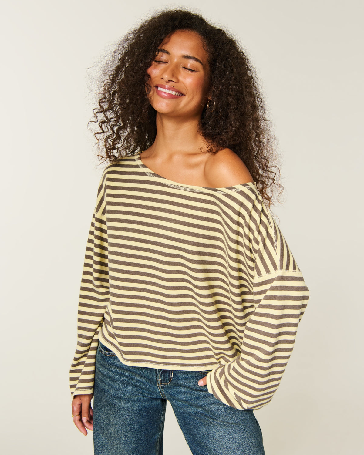 Hollister Easy Off-the-Shoulder Leopard Print Terry Sweatshirt