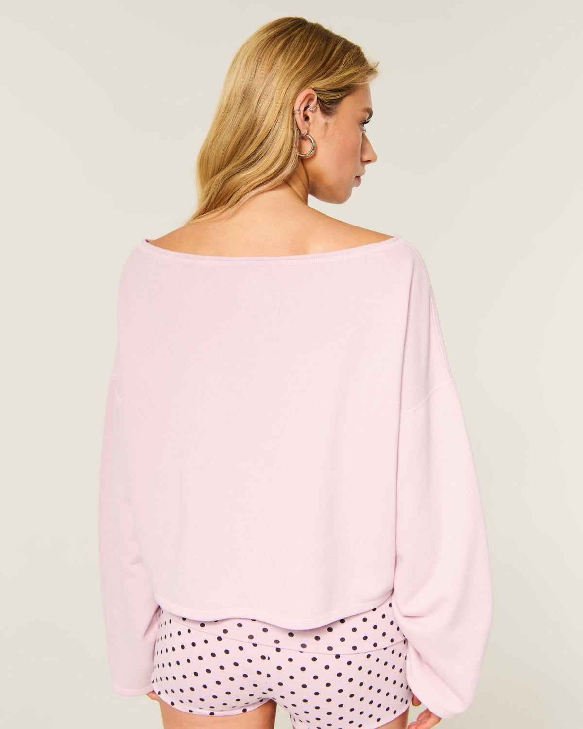 Hollister Easy Off-the-Shoulder Leopard Print Terry Sweatshirt