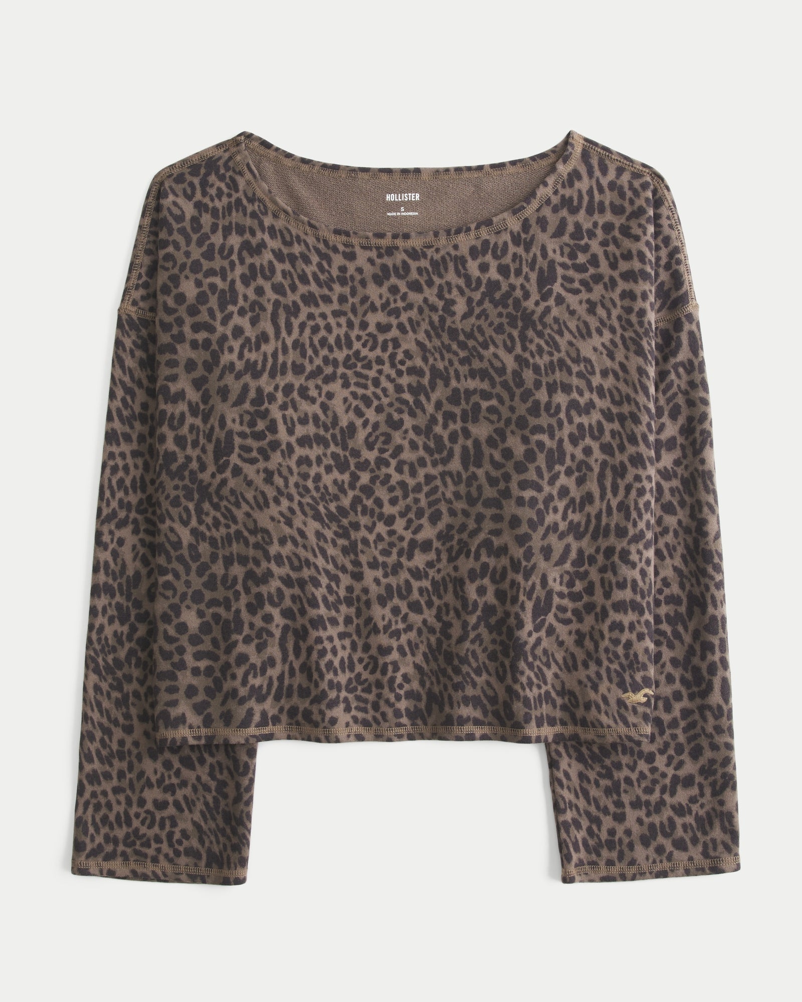 Hollister Easy Off-the-Shoulder Leopard Print Terry Sweatshirt