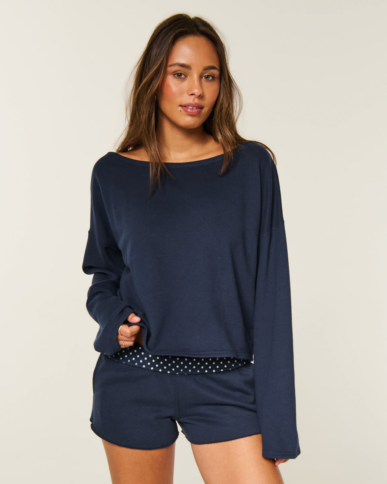 Hollister Easy Off-the-Shoulder Leopard Print Terry Sweatshirt