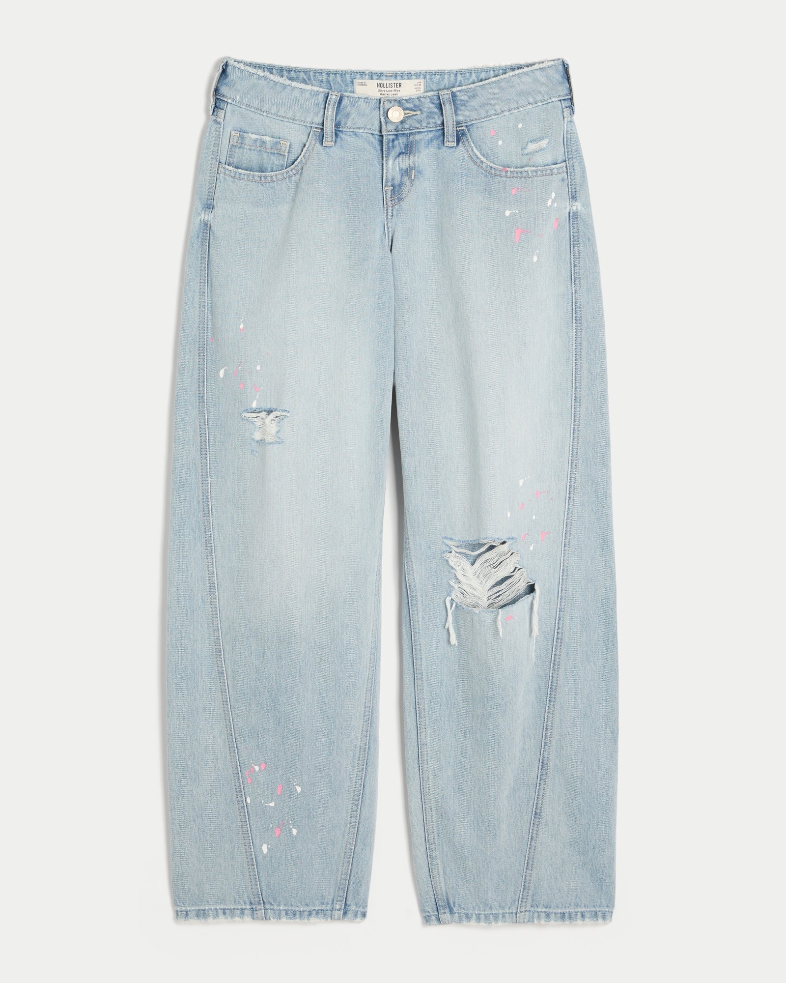 Hollister Ultra Low-Rise Paint Splatter Barrel Jeans