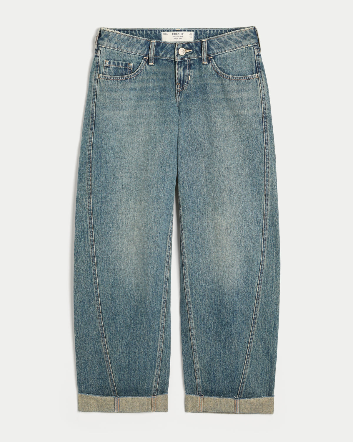 Hollister Ultra Low-Rise Paint Splatter Barrel Jeans