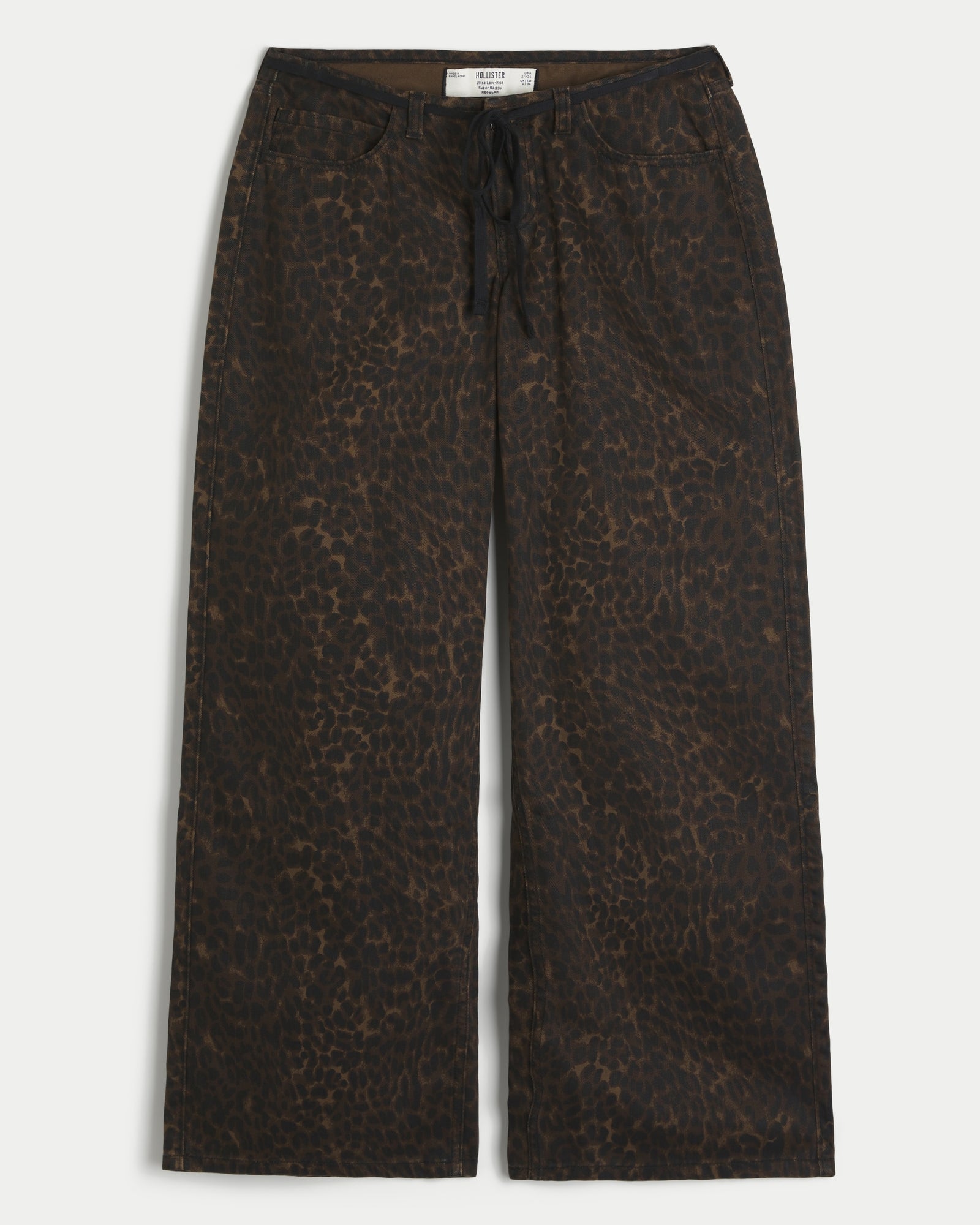 Hollister Ultra Low-Rise Leopard Print Super Baggy Jeans