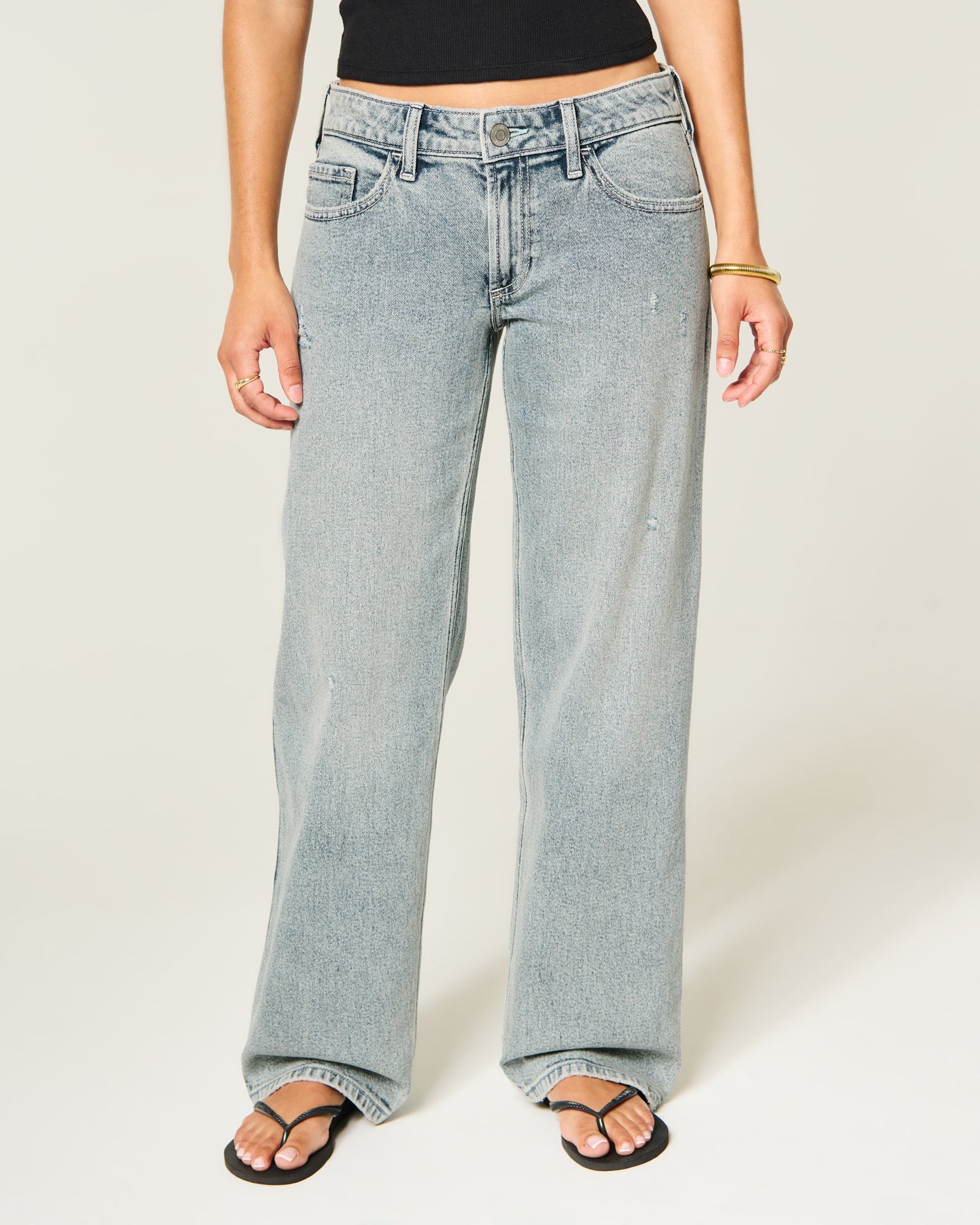 Hollister Low-Rise Distressed Dad Jeans