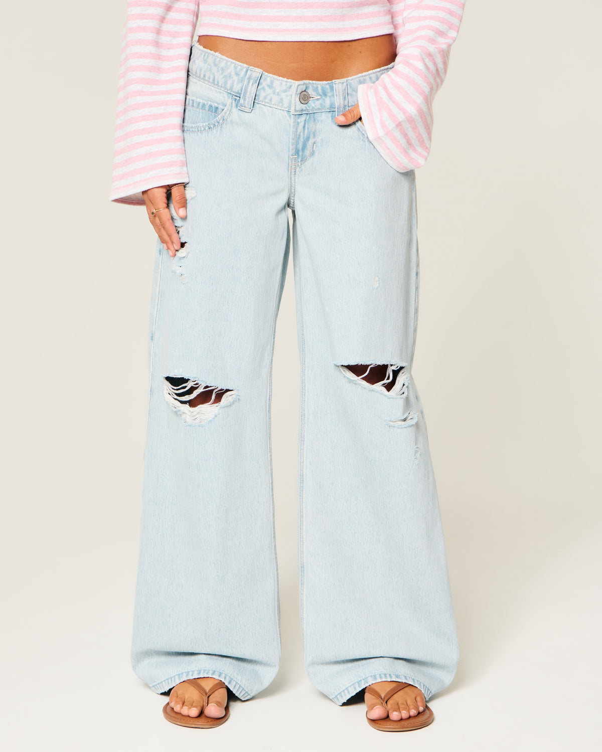 Hollister Ultra Low-Rise Ripped Super Baggy Jeans